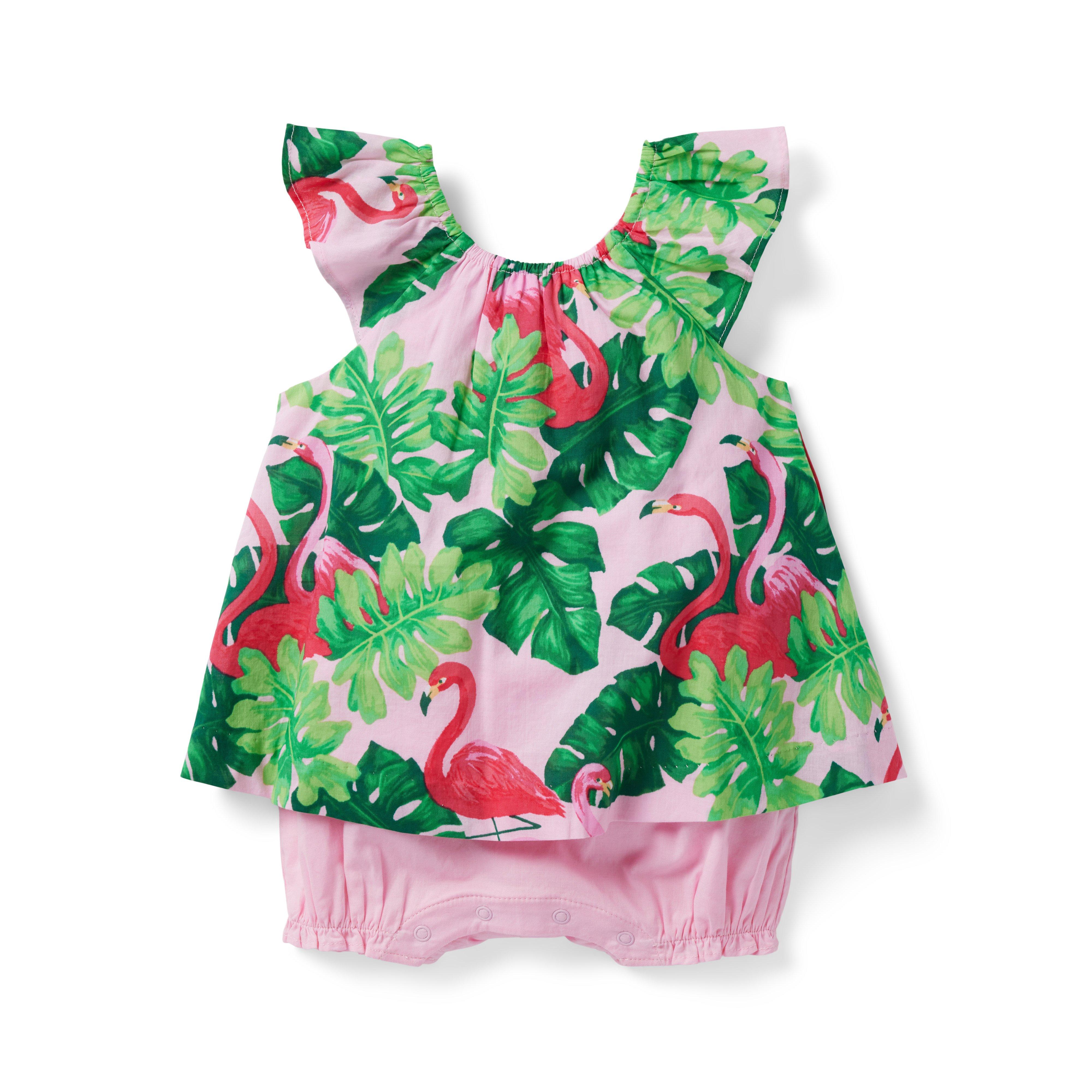 Baby Tropical Flamingo Ruffle Romper image number 0