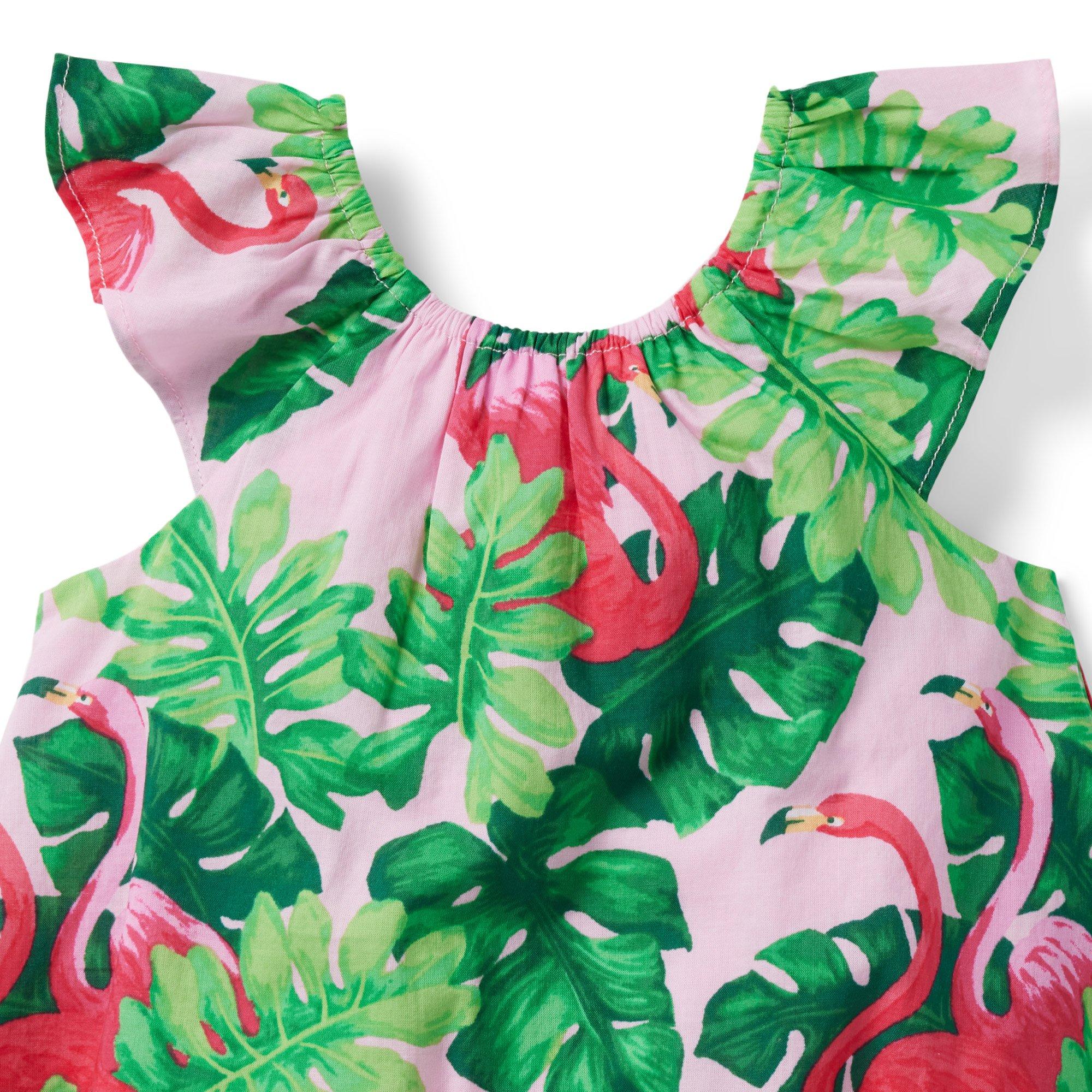 Baby Tropical Flamingo Ruffle Romper image number 2