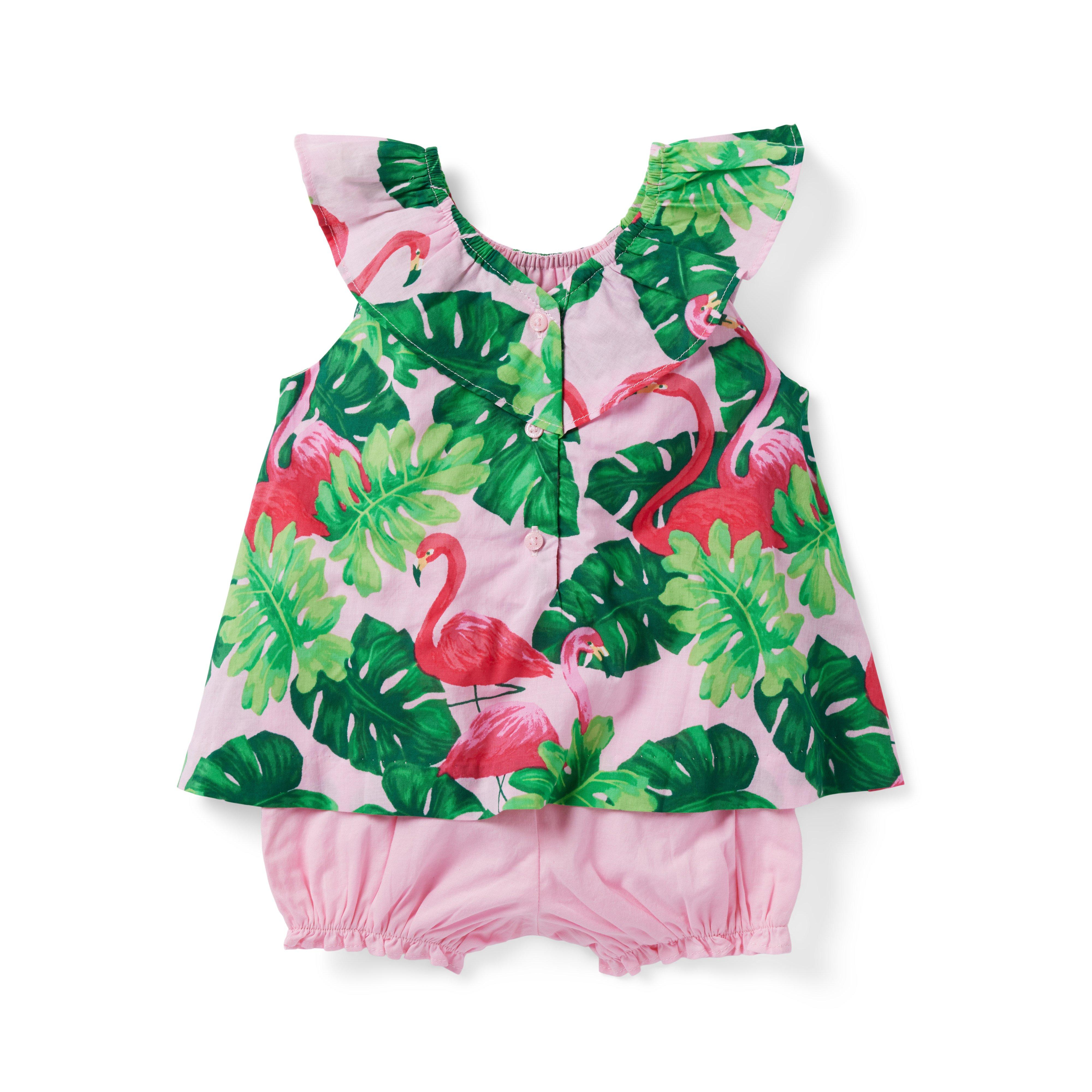 Baby Tropical Flamingo Ruffle Romper image number 1