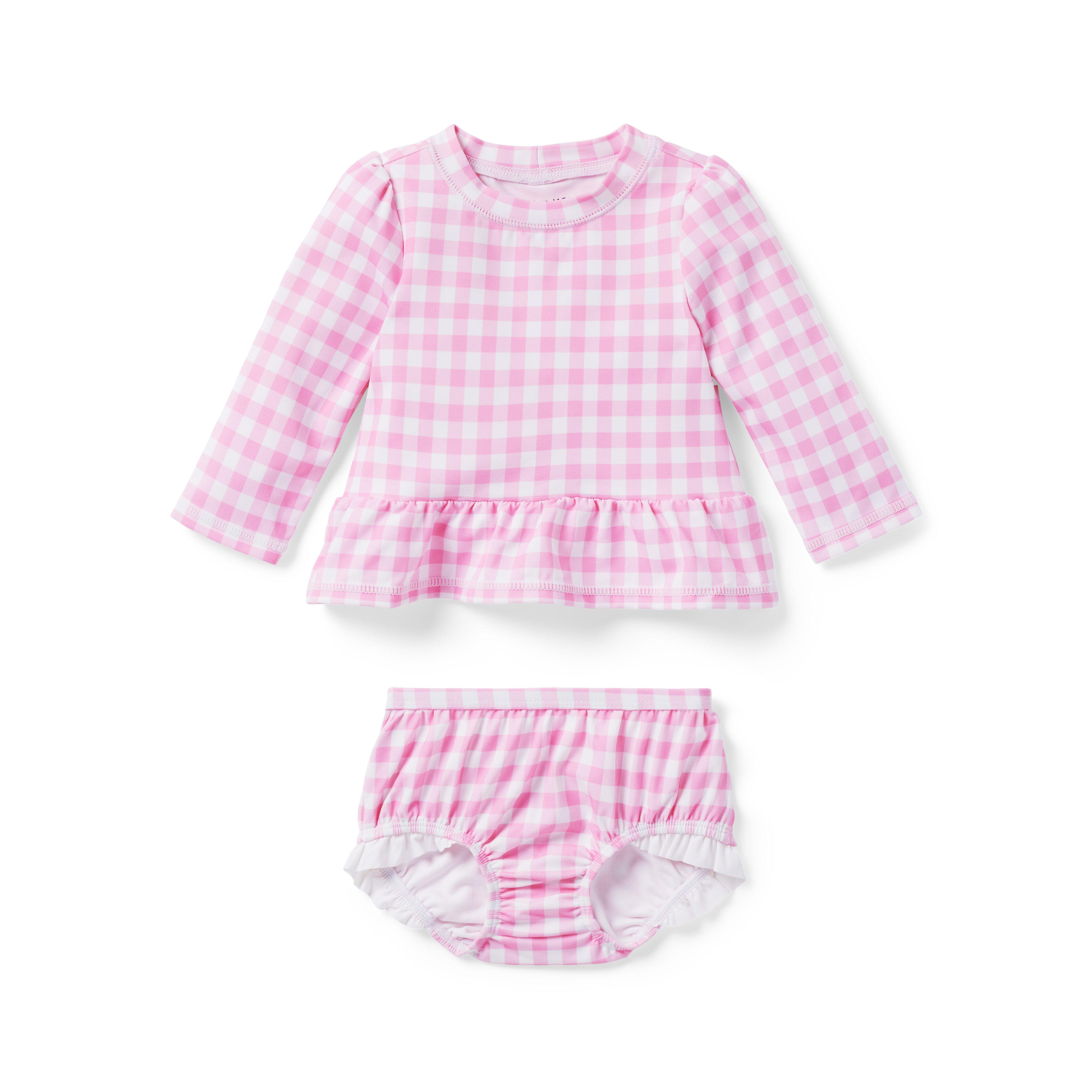 Baby Gingham Rash Guard Set image number 0