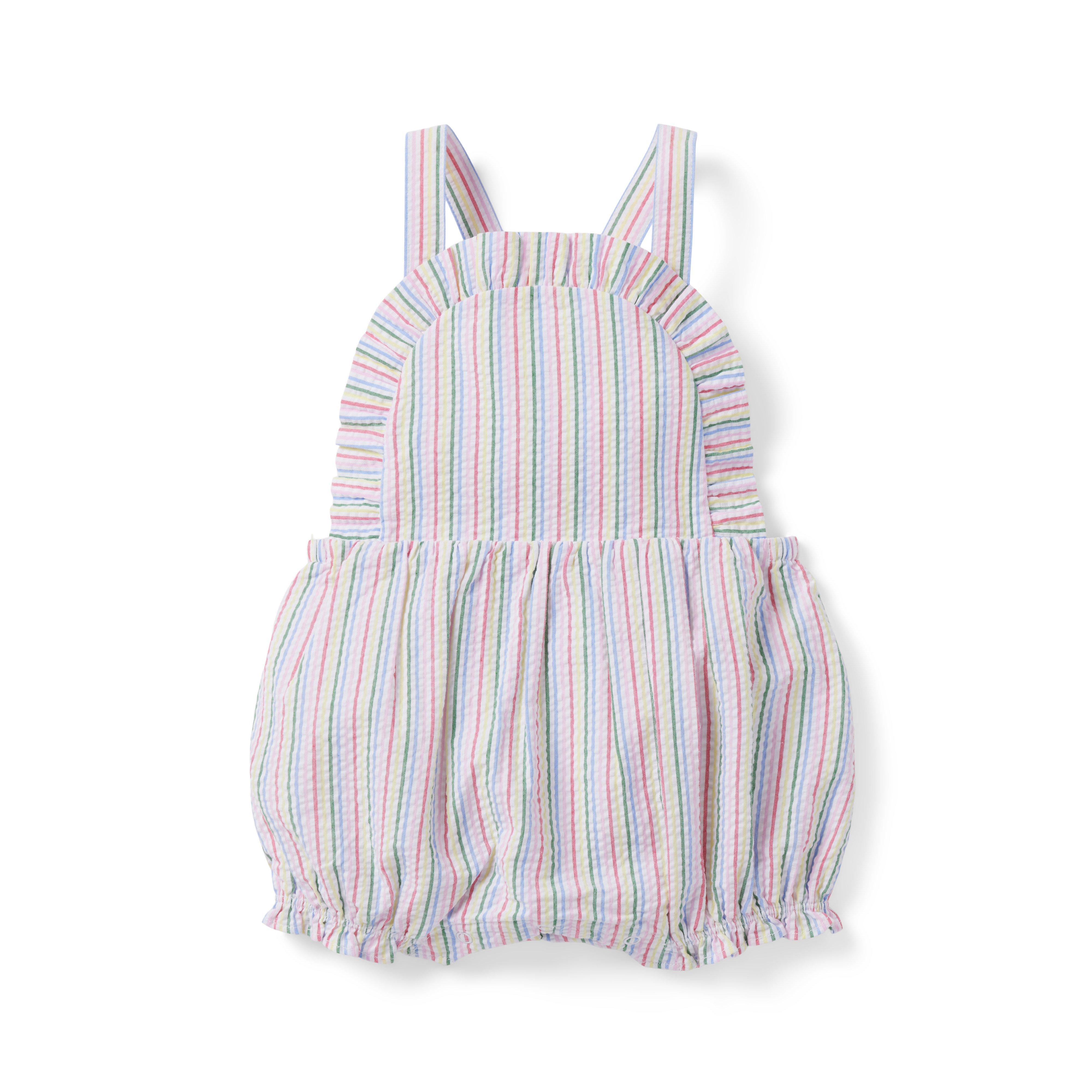 Baby Rainbow Striped Seersucker Romper image number 0