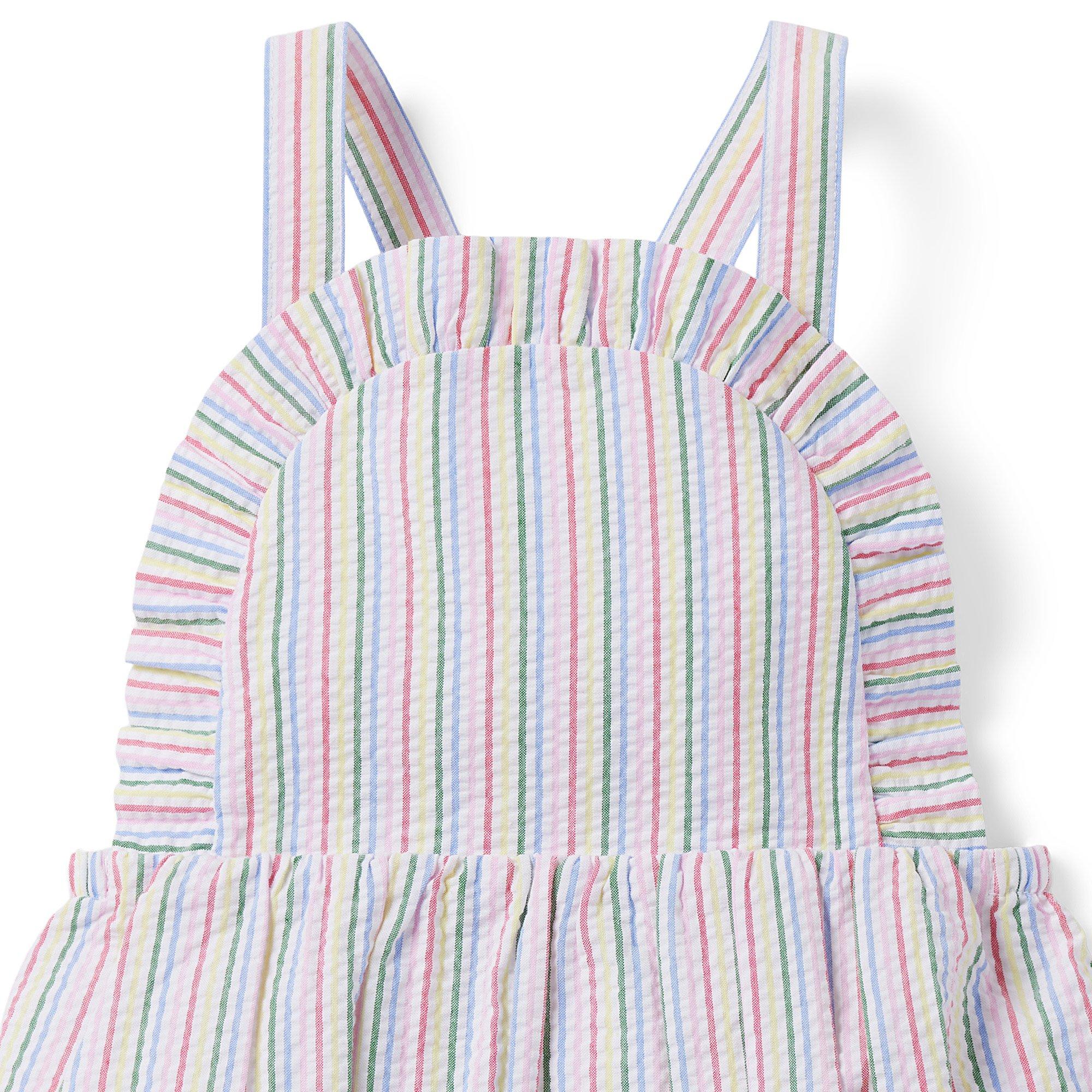 Baby Rainbow Striped Seersucker Romper image number 2