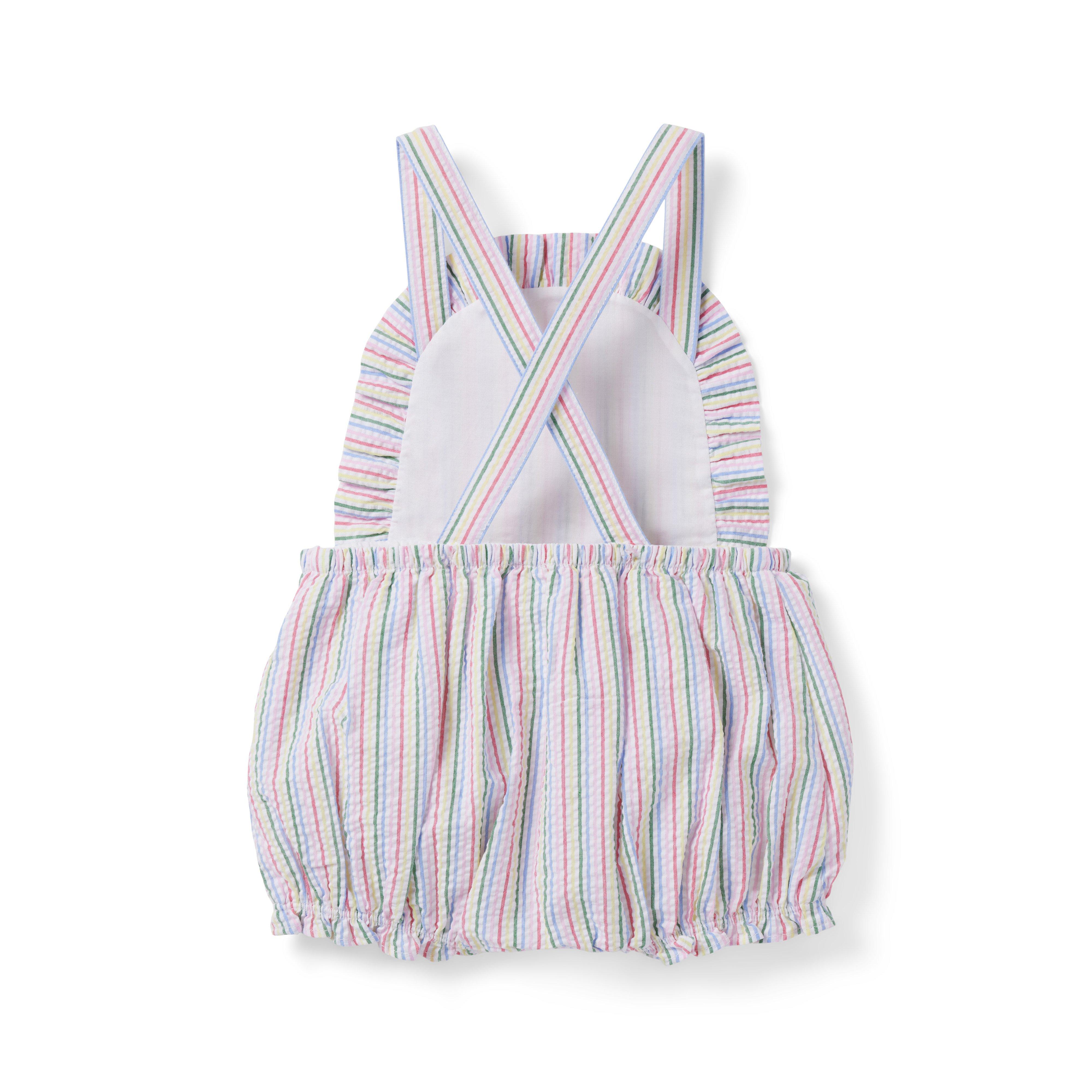 Baby Rainbow Striped Seersucker Romper image number 1
