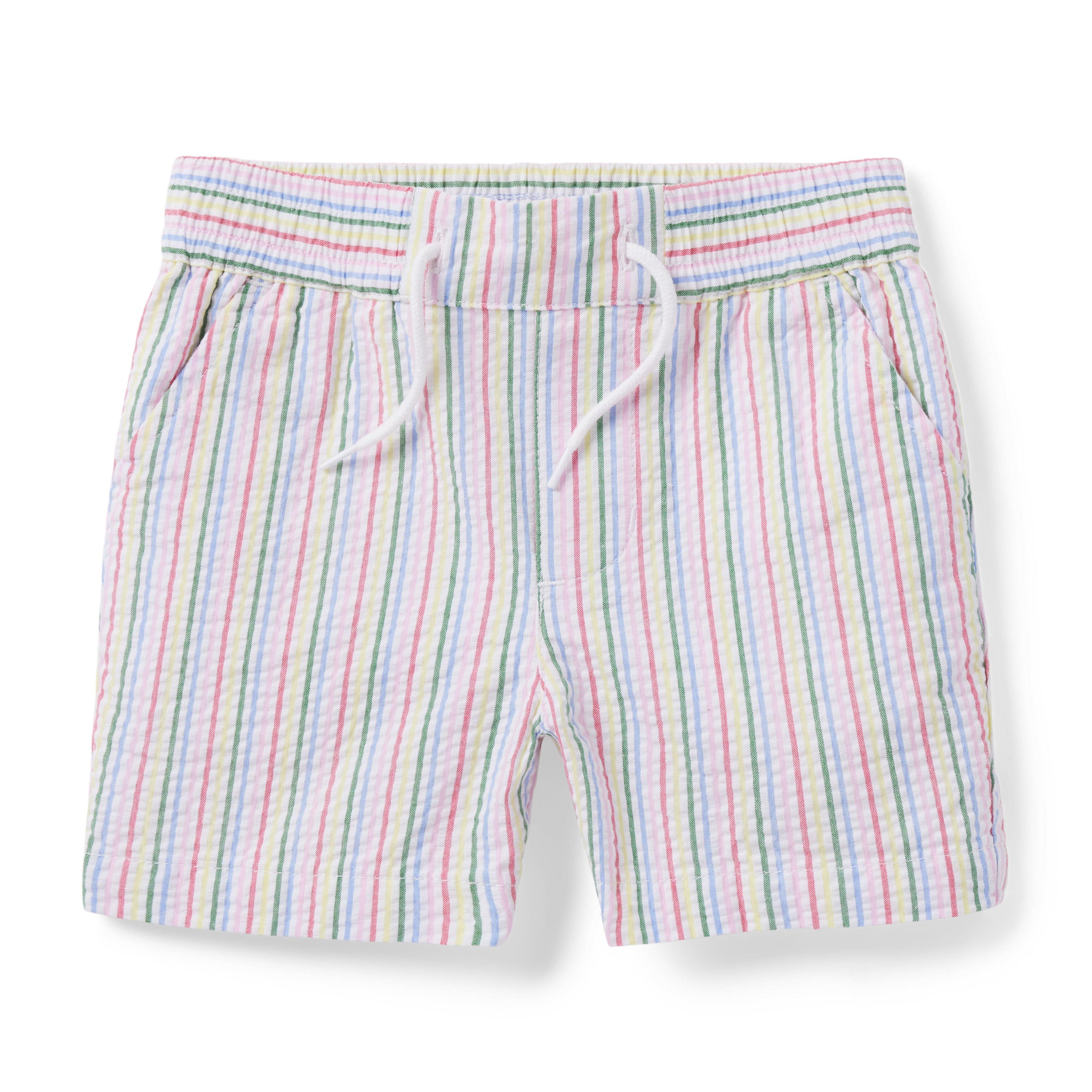 Baby Rainbow Striped Seersucker Short image number 0