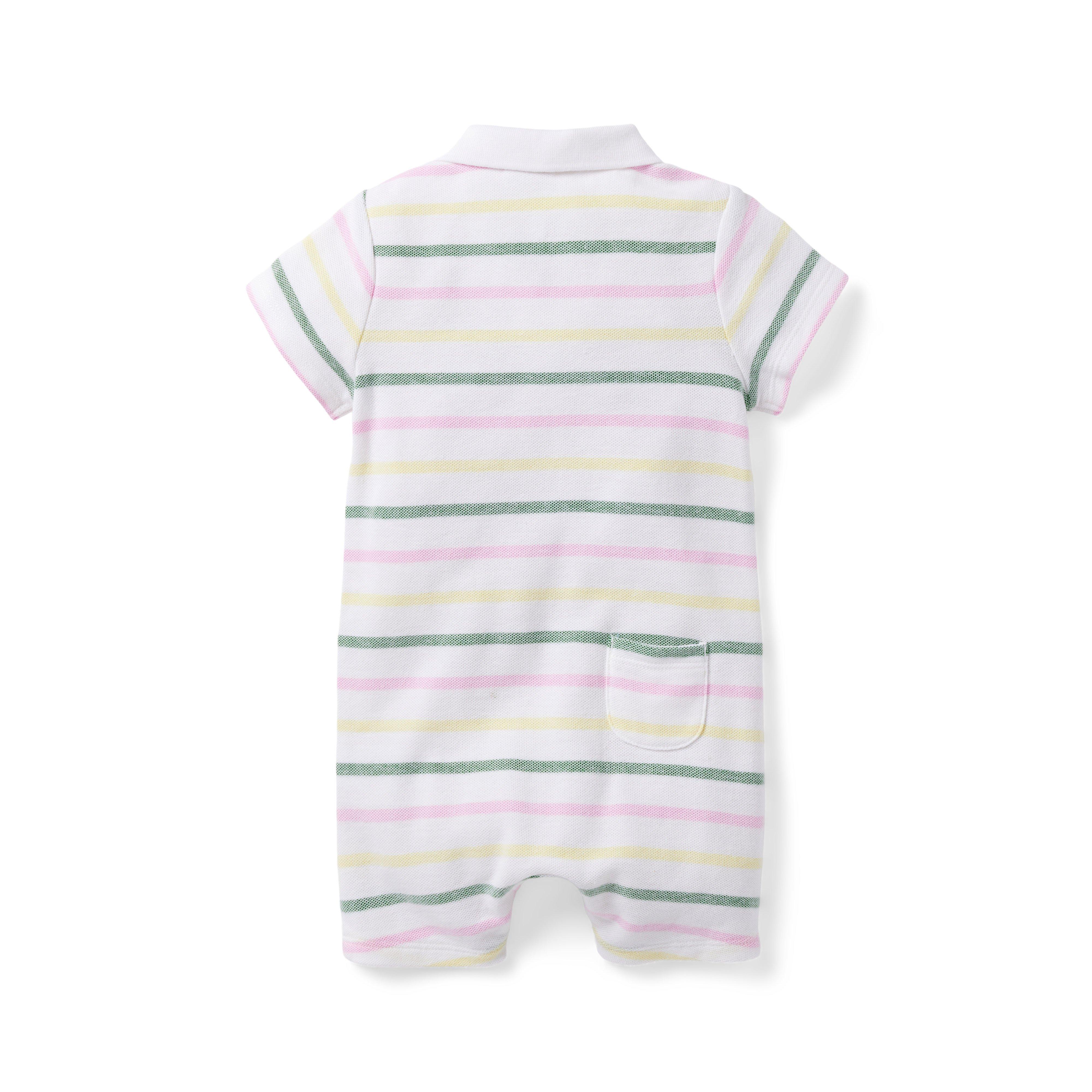 Baby Striped Pique Polo Romper image number 1