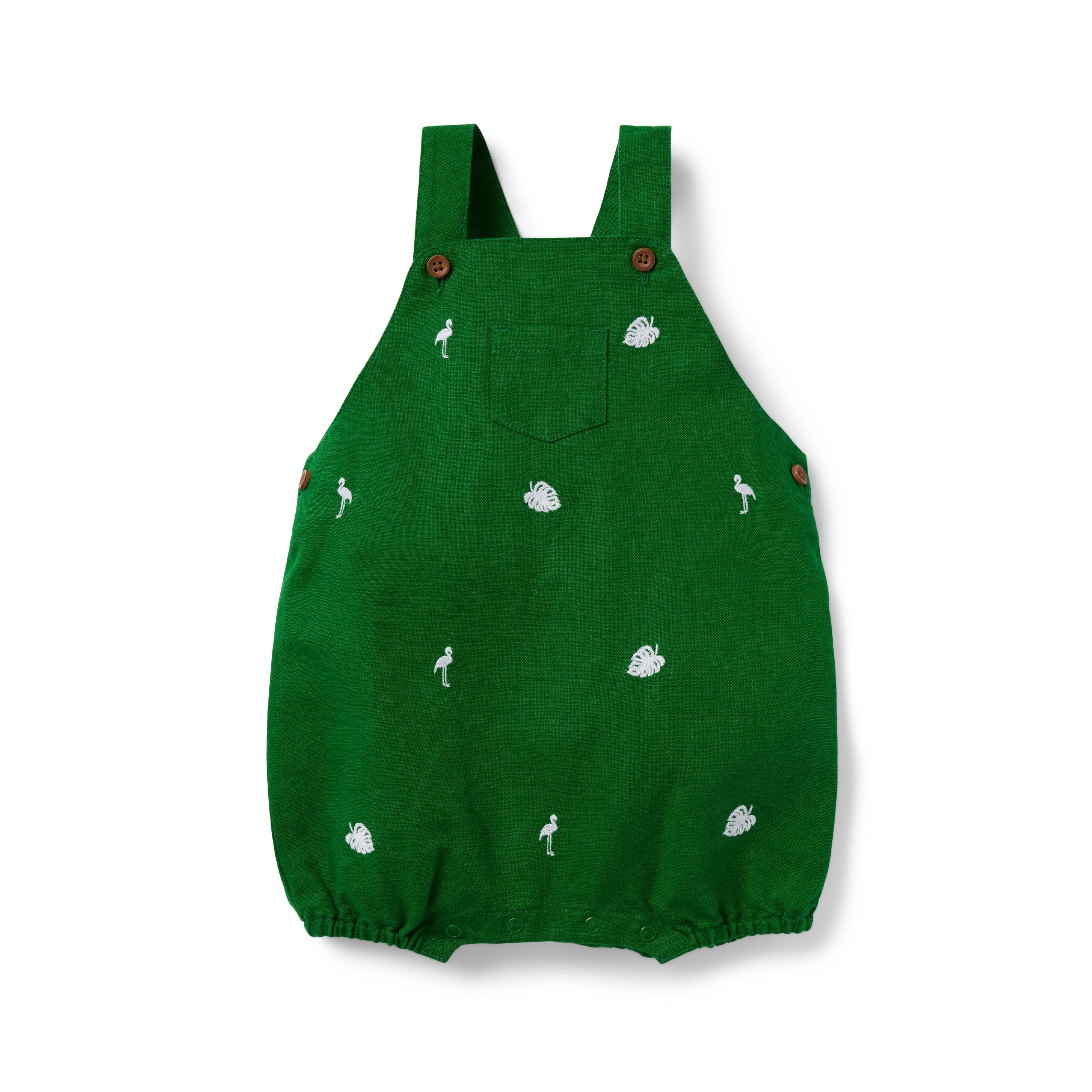 Baby Tropical Embroidered Linen Overall