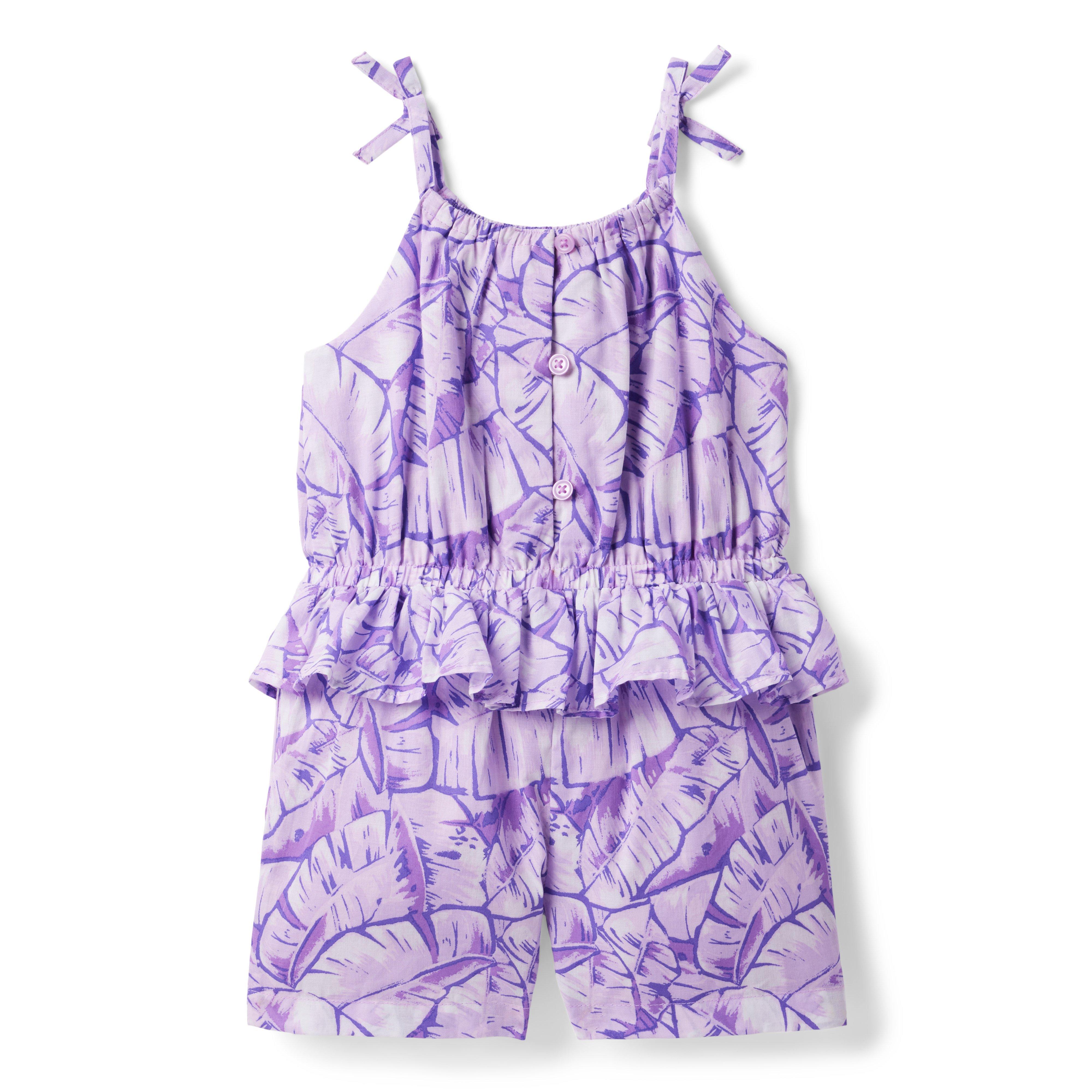 Palm Leaf Peplum Romper image number 1