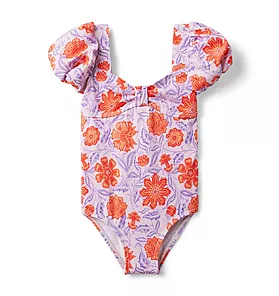 Janie and Jack Floral Puff Sleeve Swimsuit