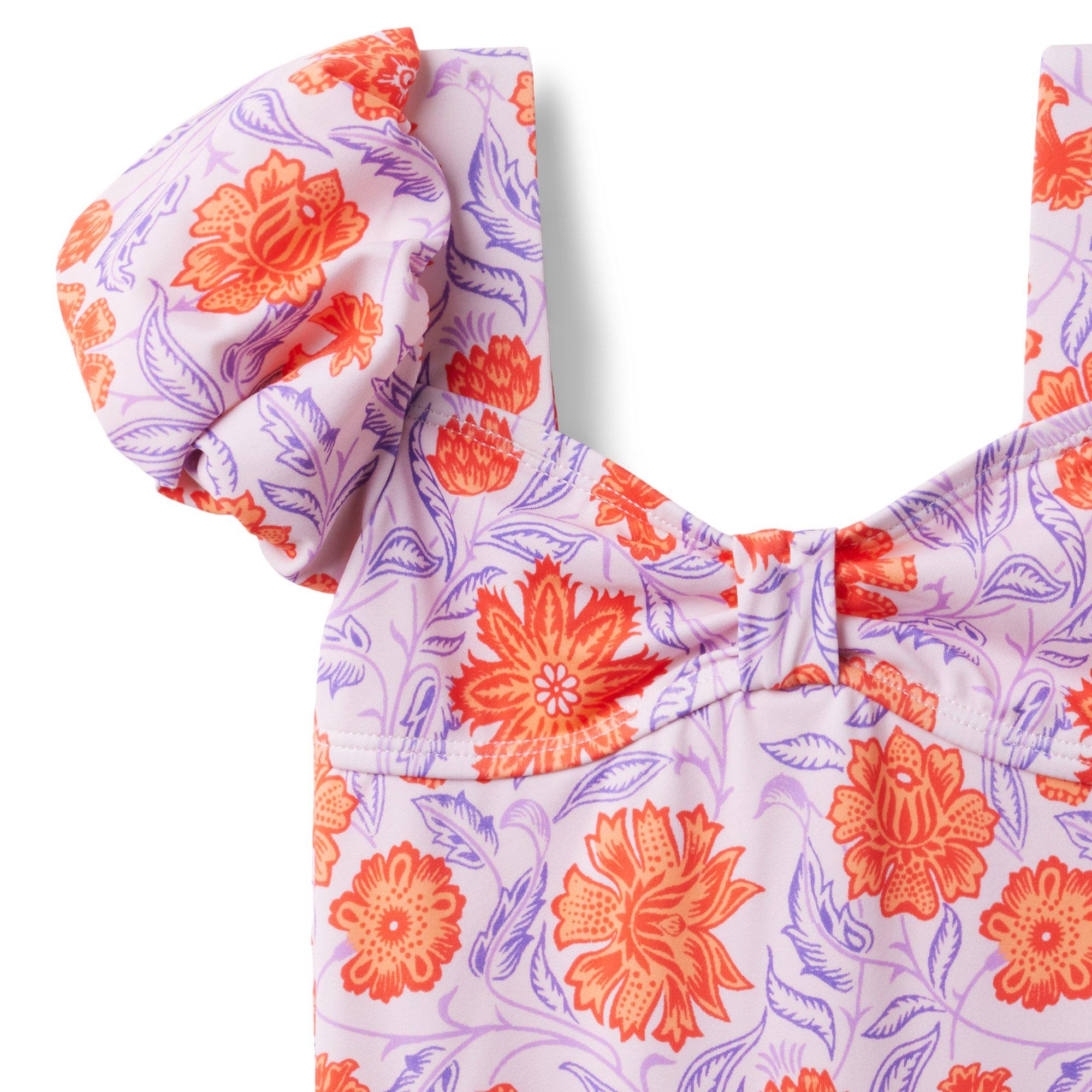 Floral Puff Sleeve Swimsuit image number 2