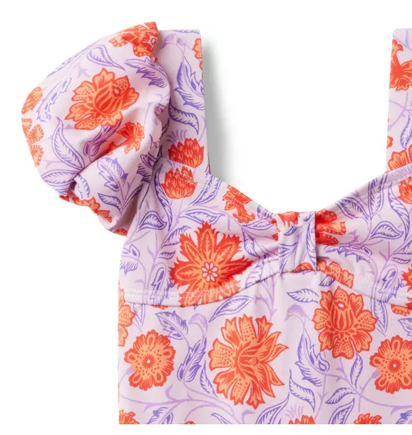 Floral Puff Sleeve Swimsuit image number 2