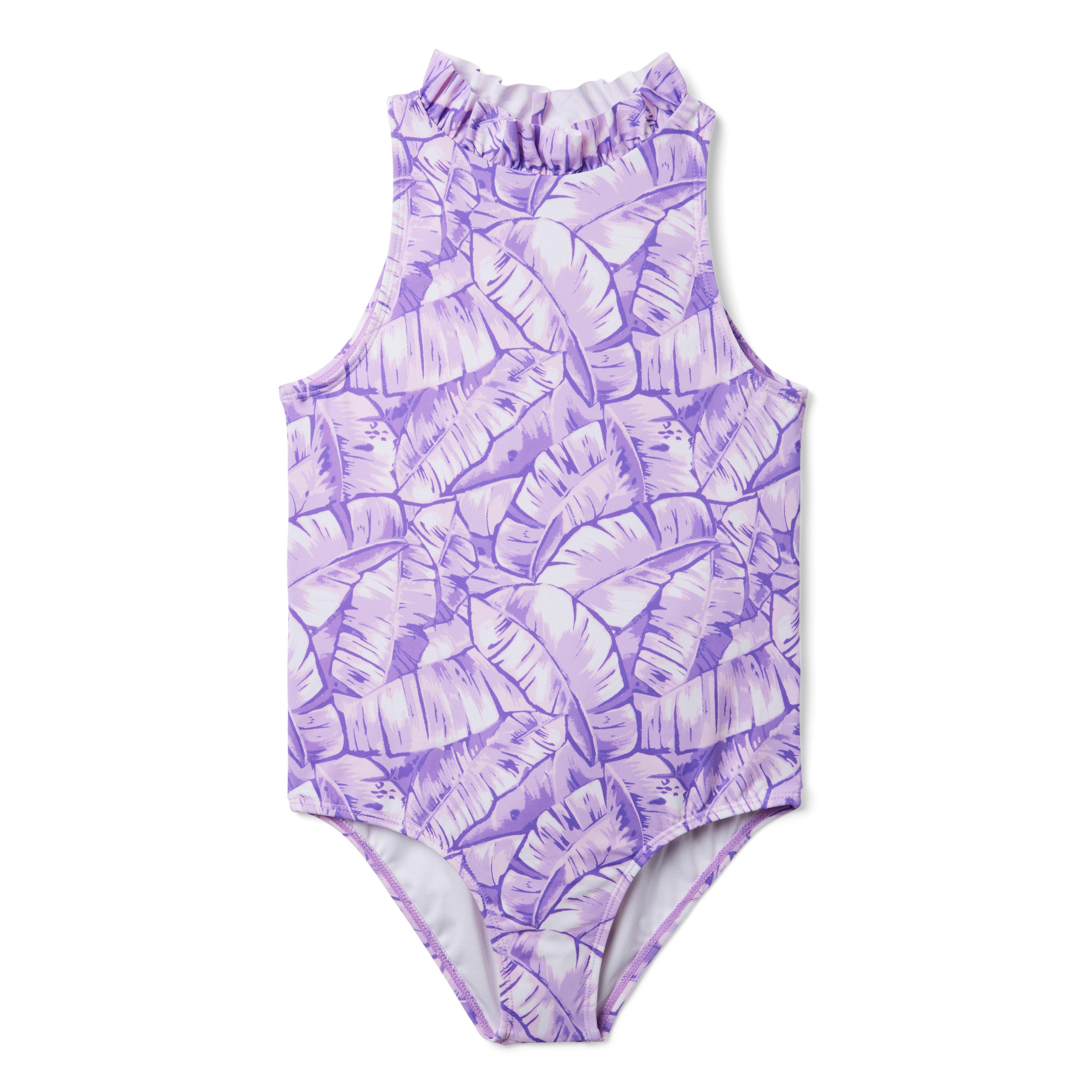 Palm Leaf Ruffle Neck Swimsuit  image number 0