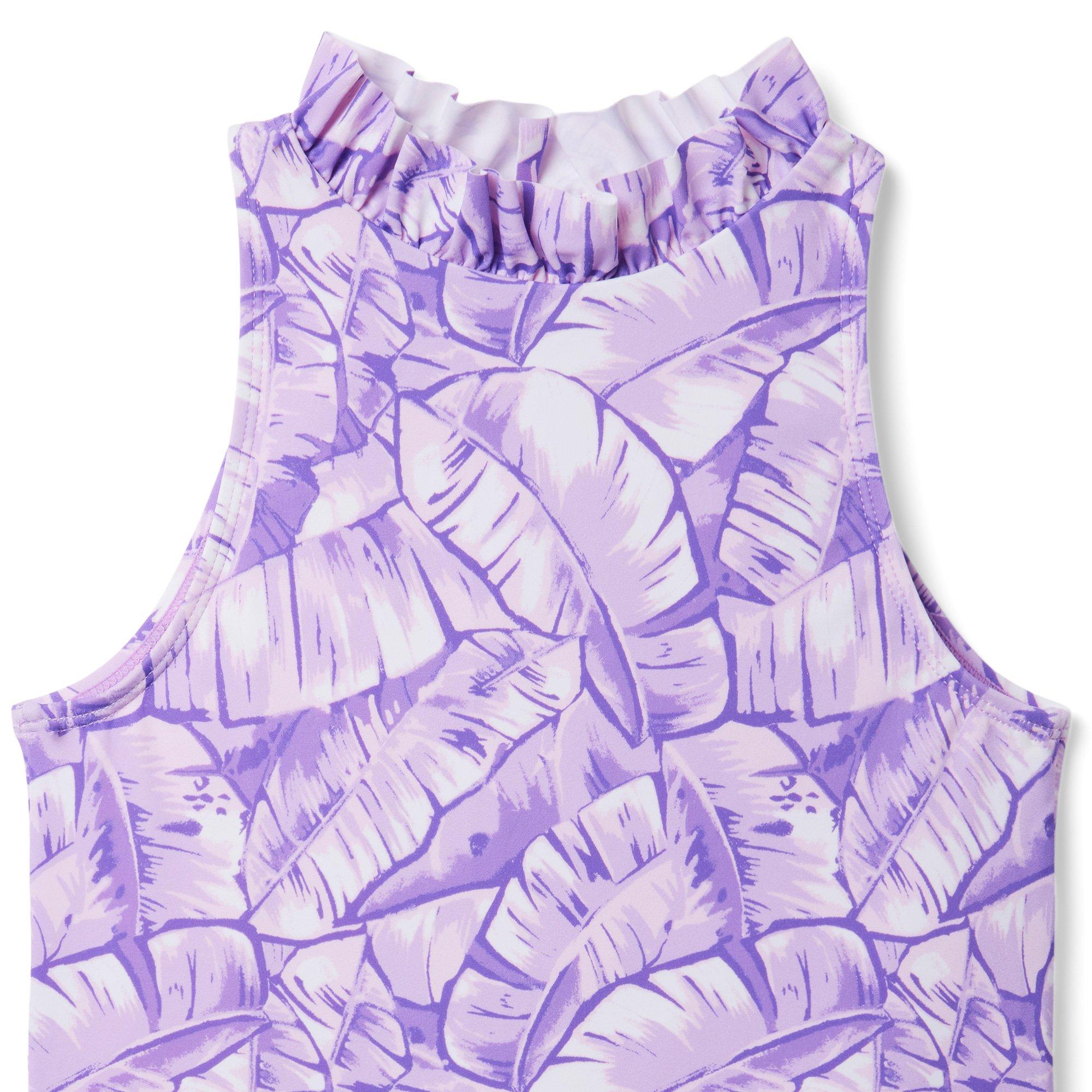Palm Leaf Ruffle Neck Swimsuit  image number 2