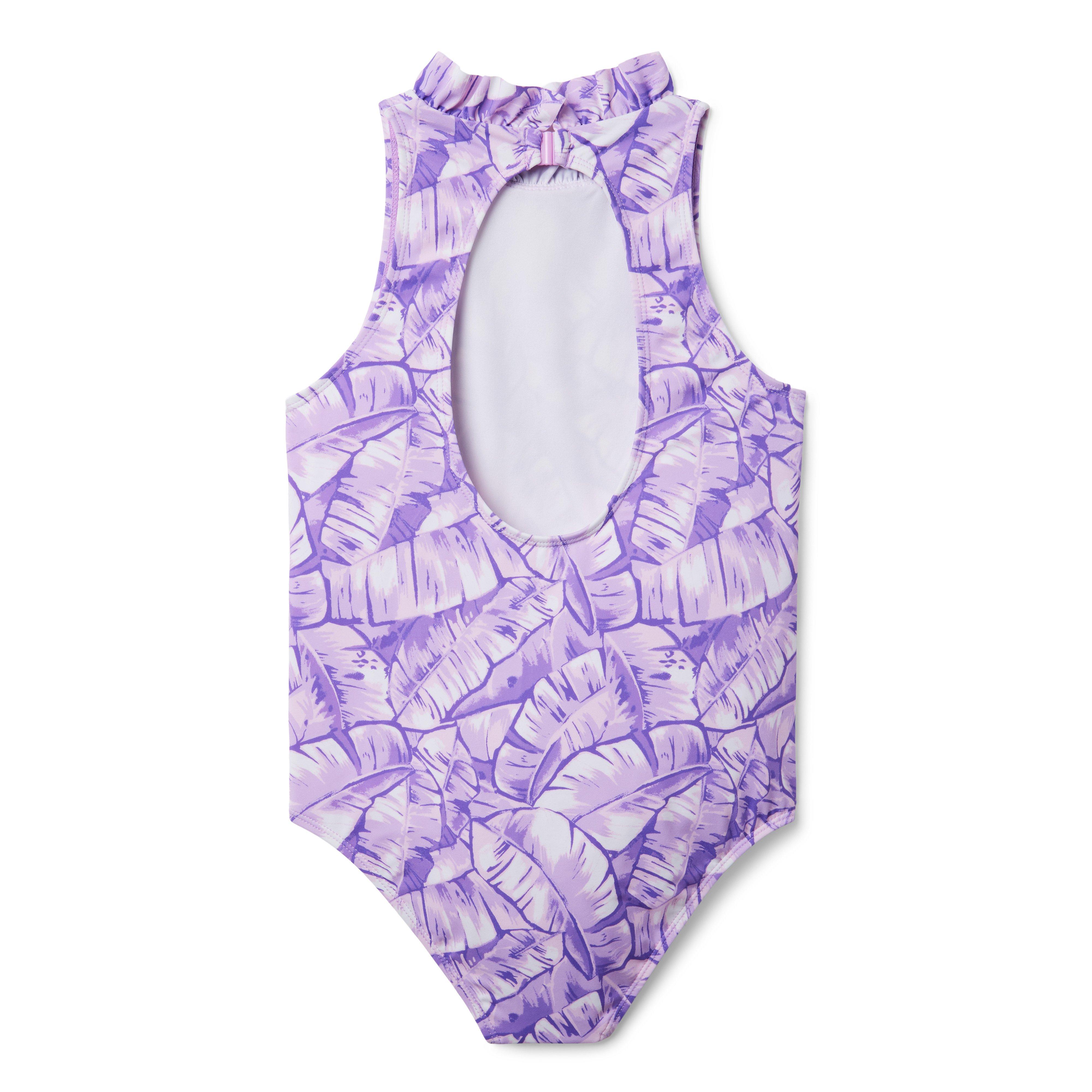 Palm Leaf Ruffle Neck Swimsuit  image number 1