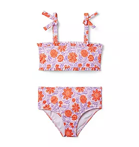 Floral Smocked Back 2-Piece Swimsuit