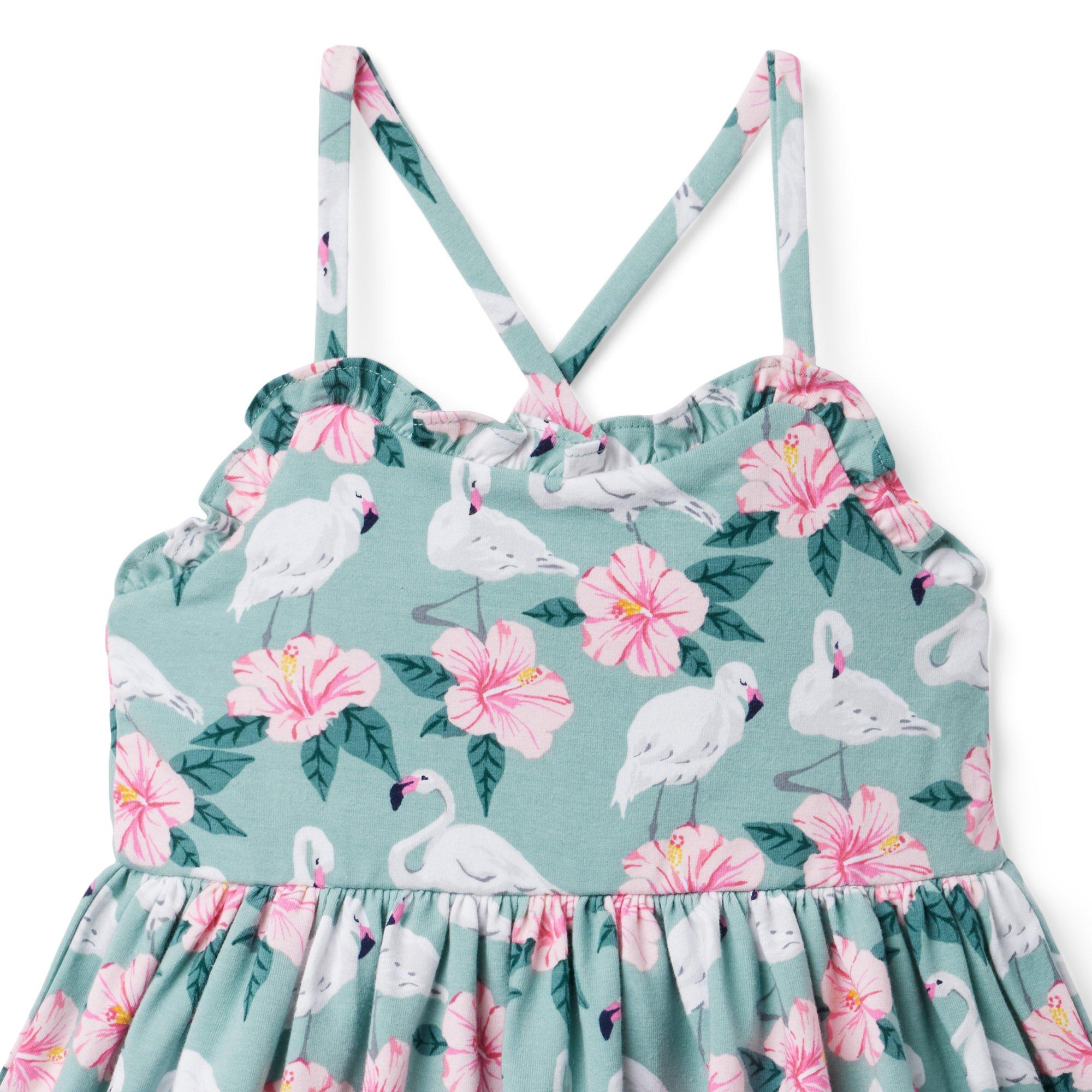 Floral Flamingo Ruffle Trim Jersey Sundress image number 2