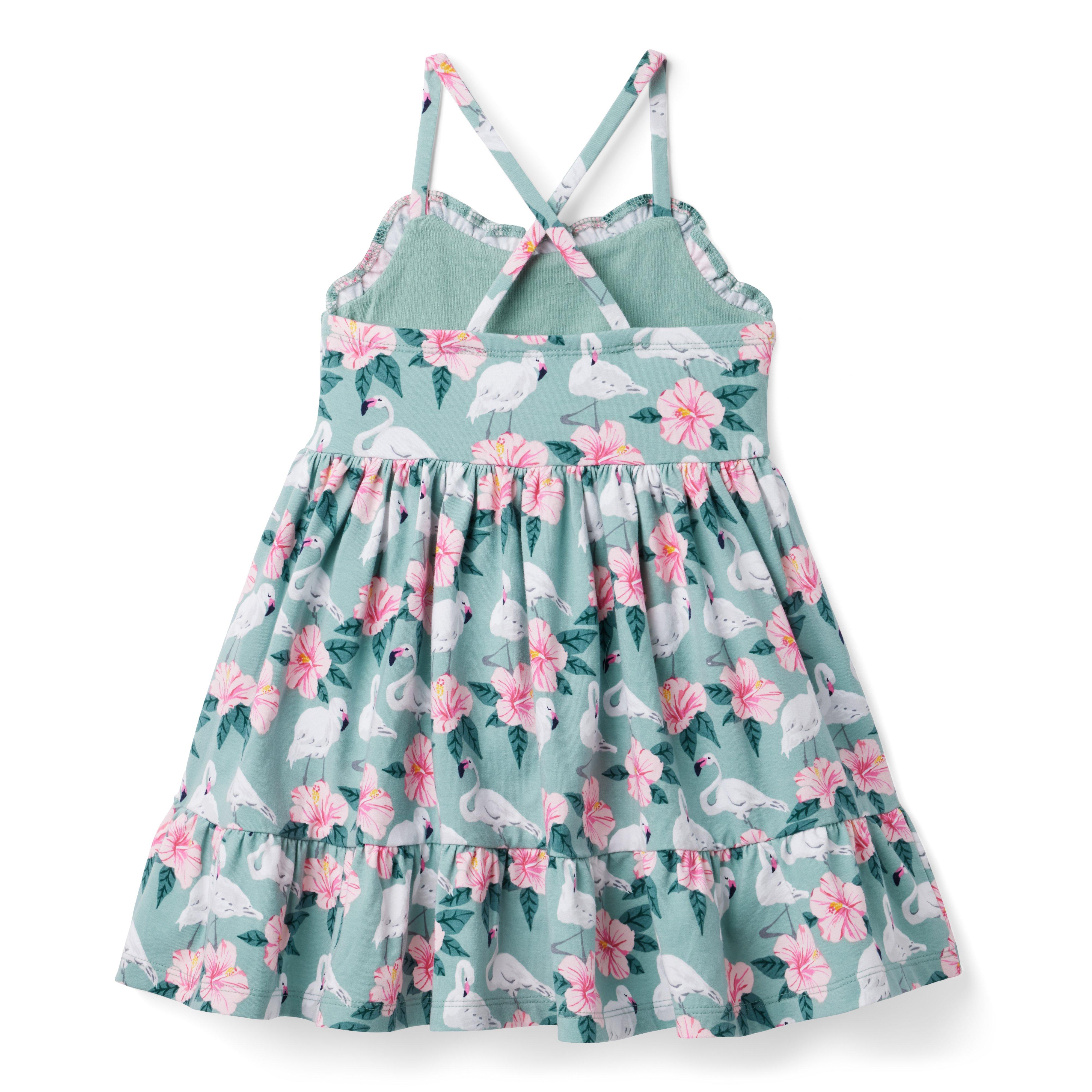 Floral Flamingo Ruffle Trim Jersey Sundress image number 1