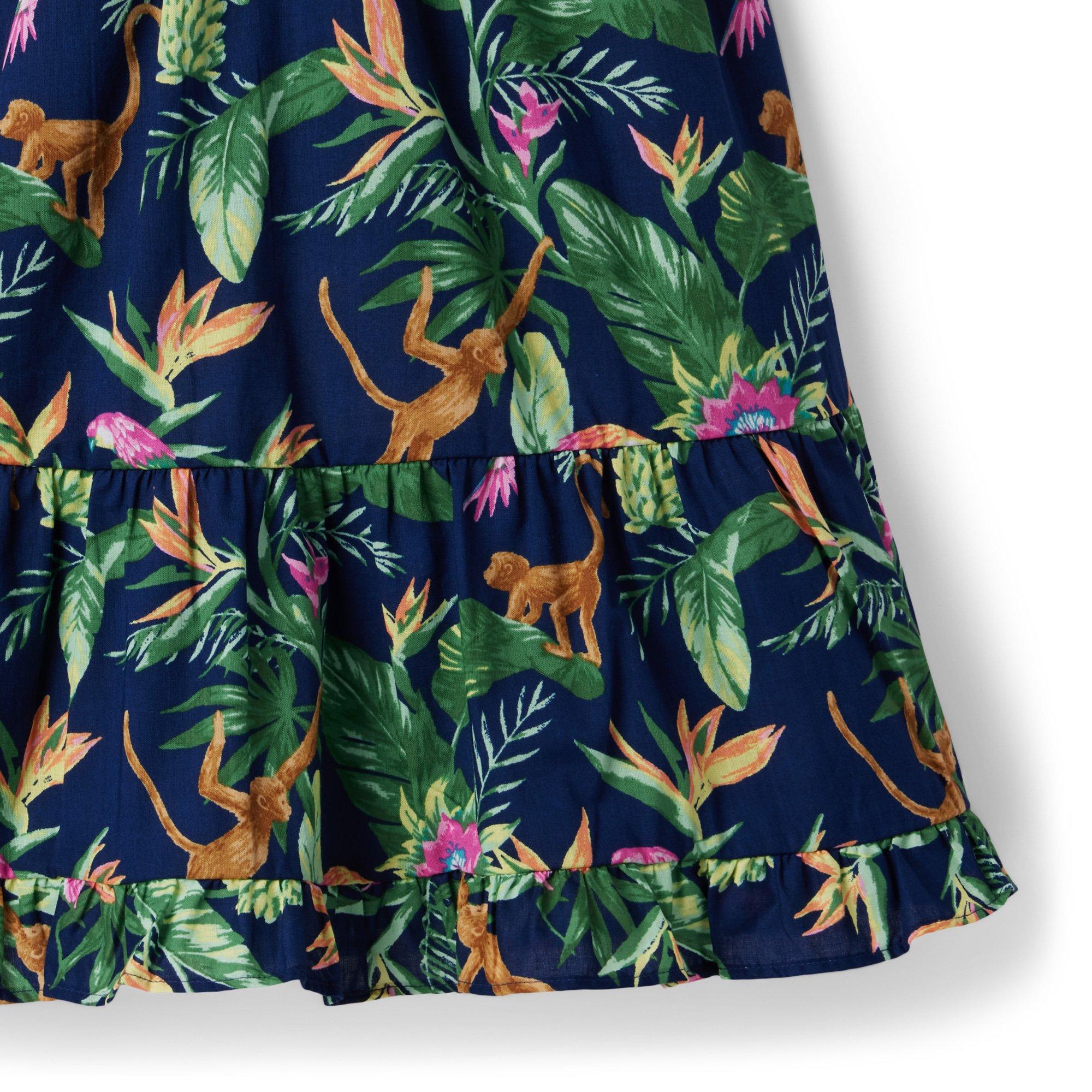 Tropical Jungle Ruffle Halter Sundress image number 4