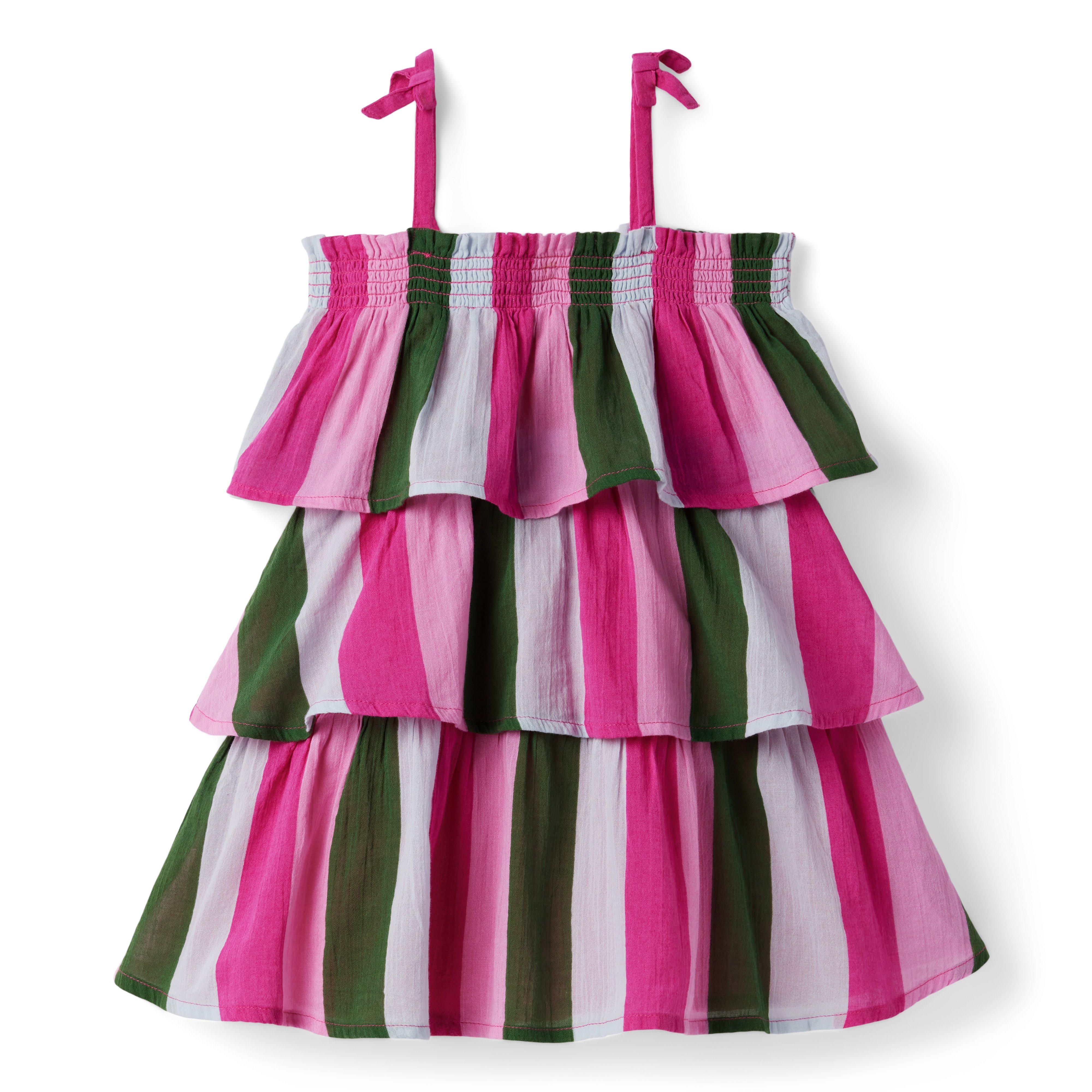 Striped Gauze Tiered Ruffle Sundress image number 0
