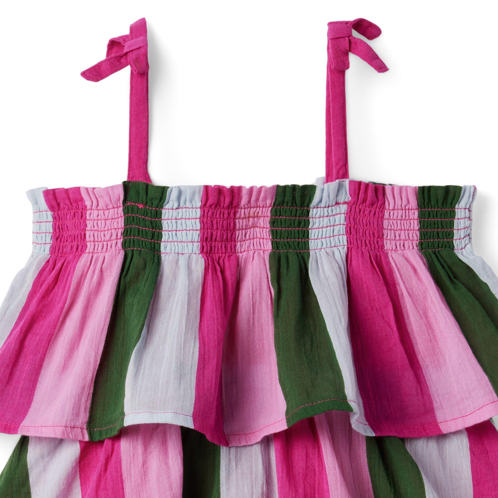 Striped Gauze Tiered Ruffle Sundress image number 2