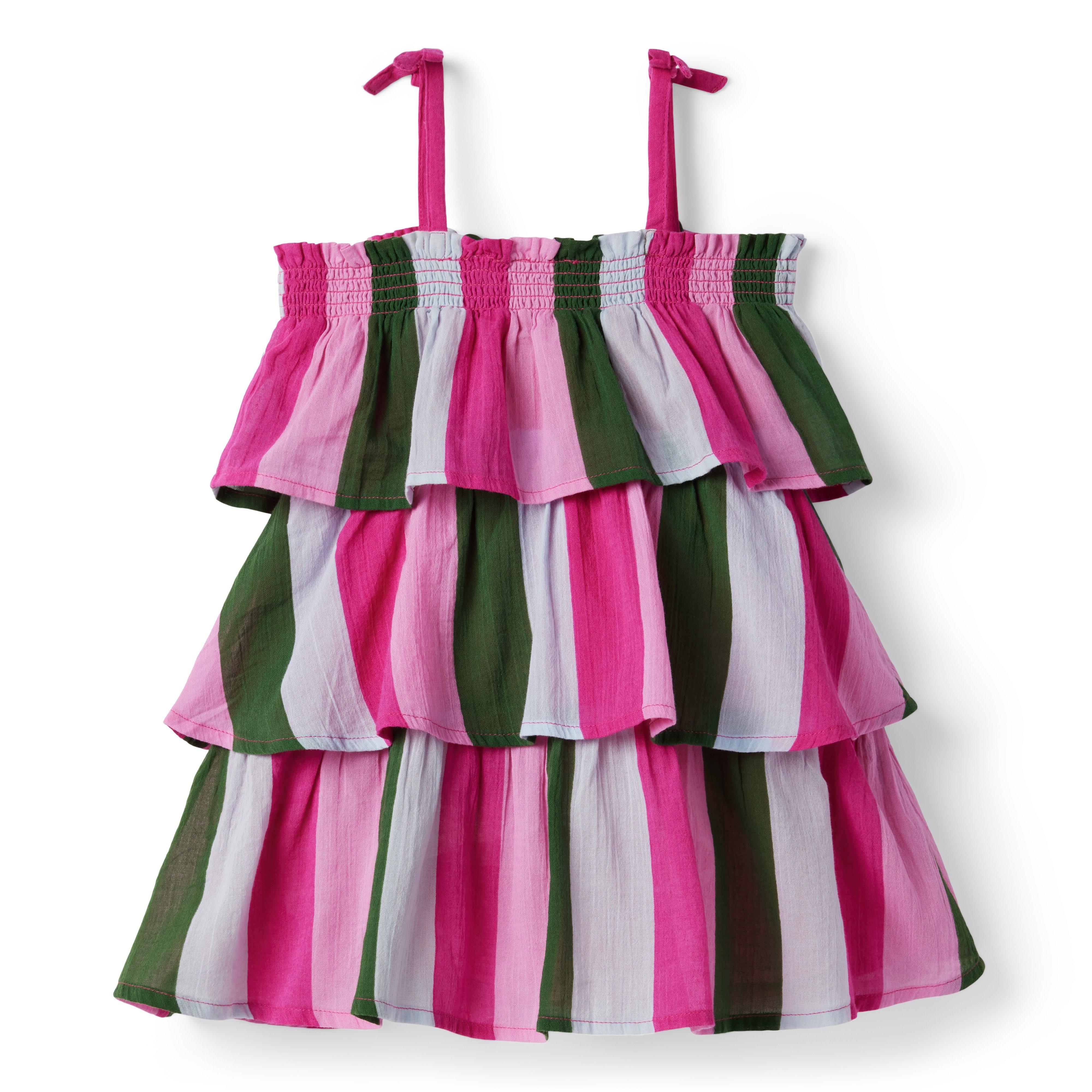 Striped Gauze Tiered Ruffle Sundress image number 1