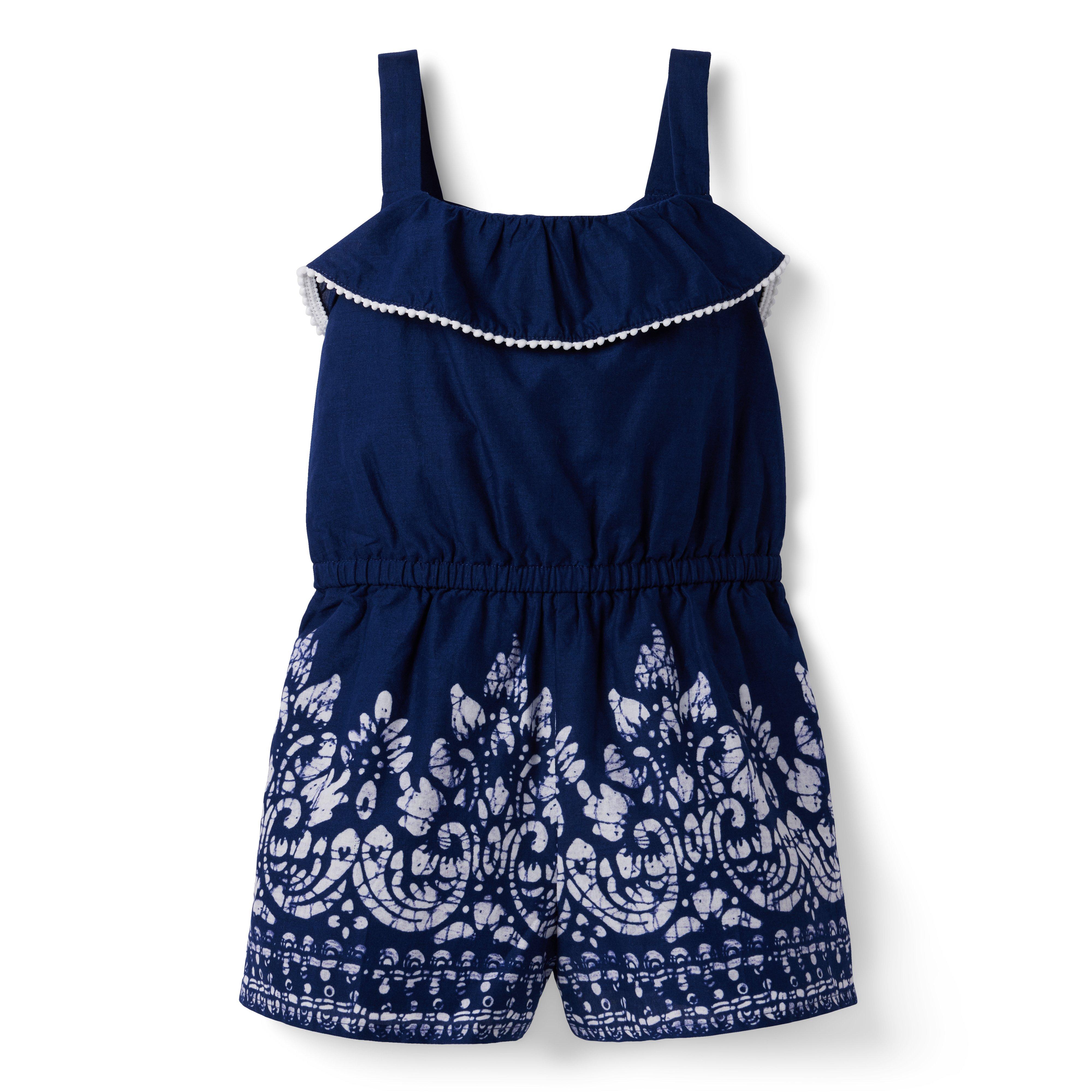 Border Print Pom Pom Romper image number 0