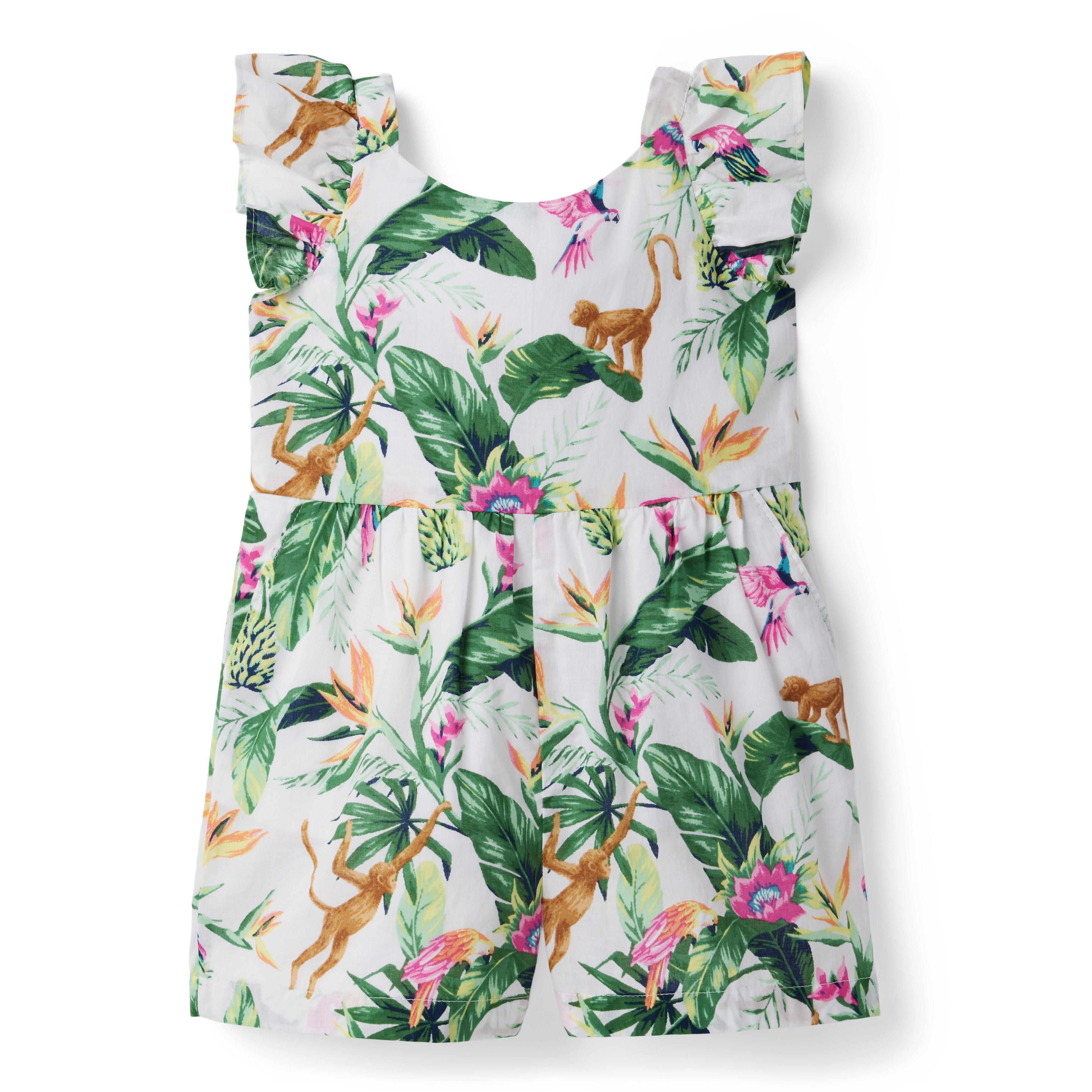 Tropical Jungle Ruffle Sleeve Romper