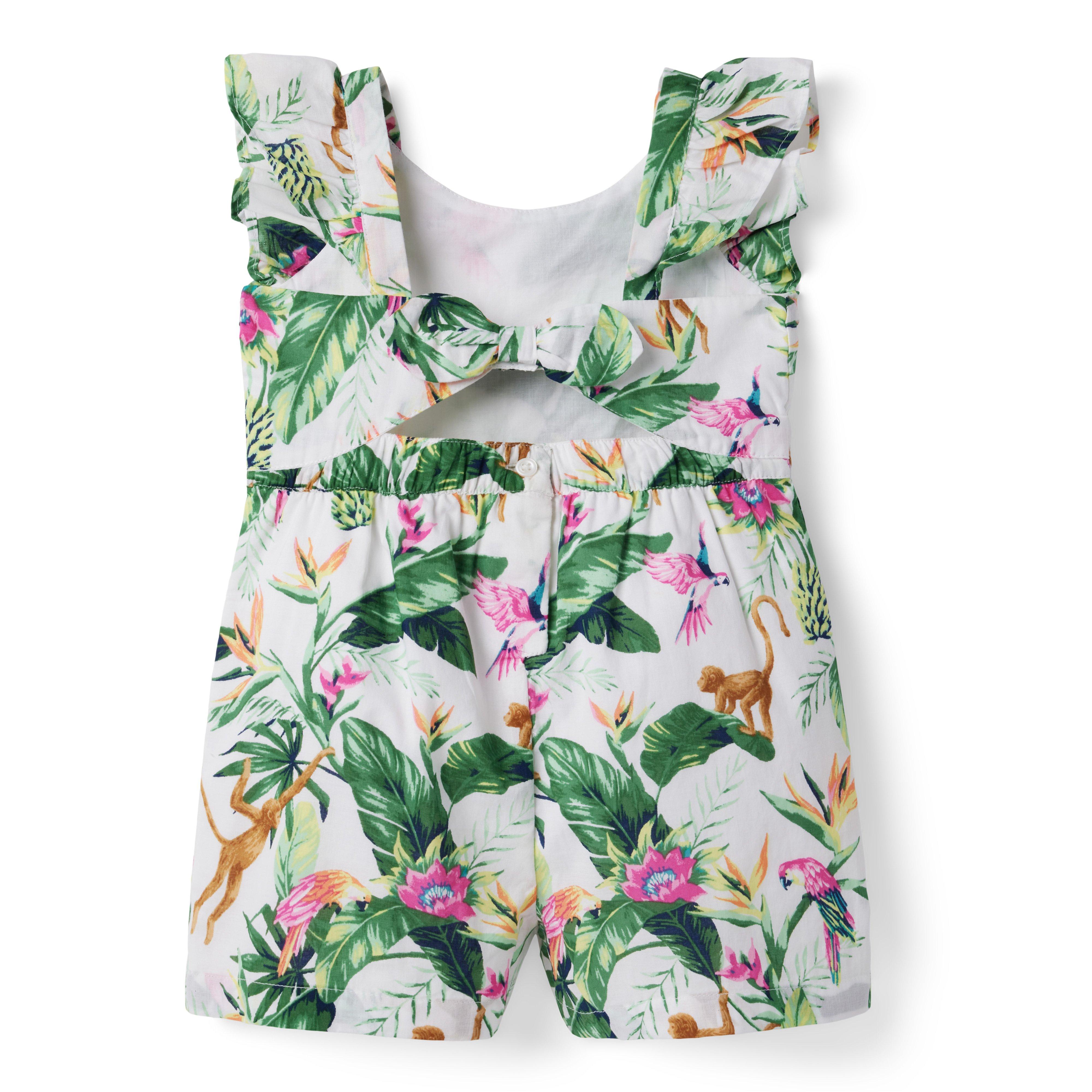 Tropical Jungle Ruffle Sleeve Romper image number 1