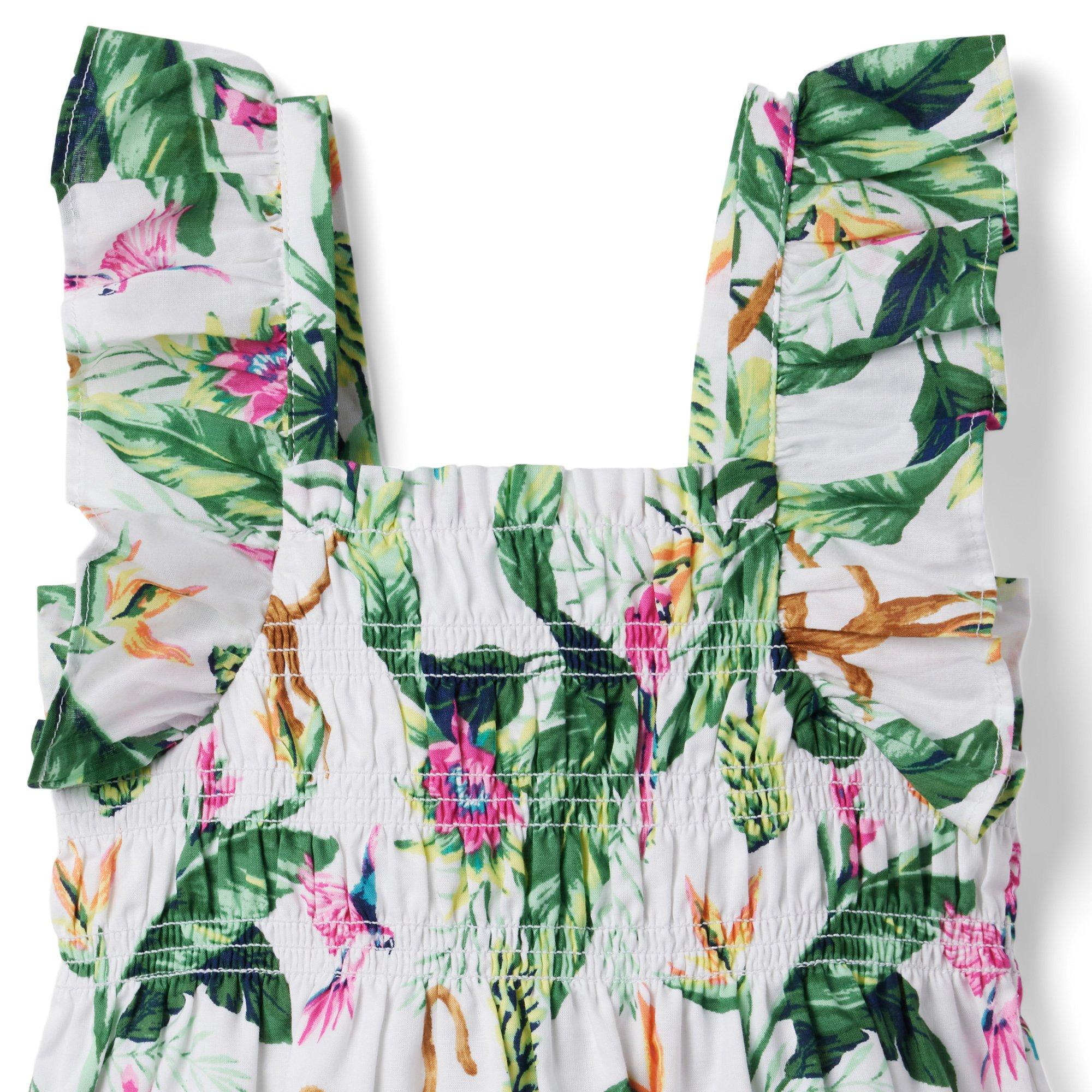 Tropical Jungle Smocked Ruffle Cropped Top  image number 2