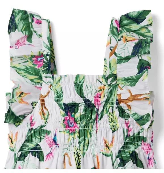 Tropical Jungle Smocked Ruffle Cropped Top  image number 2