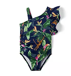Janie and Jack Tropical Jungle Cold Shoulder Swimsuit