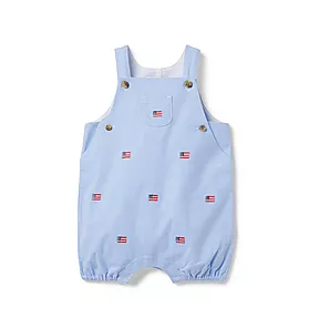 Janie and Jack Baby Embroidered Flag Oxford Overall