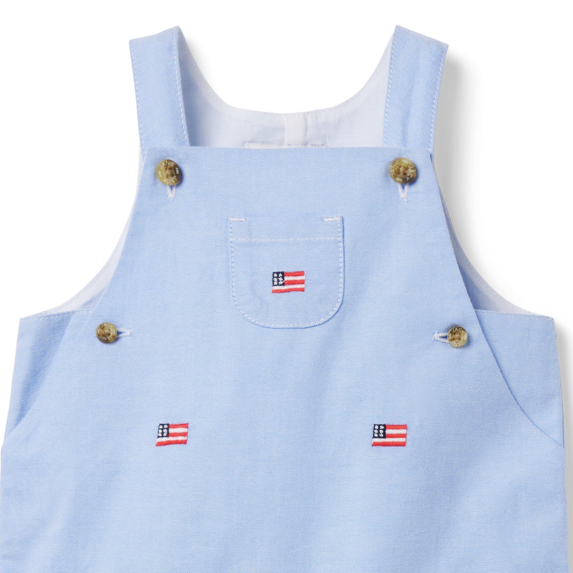 Baby Embroidered Flag Oxford Overall image number 2