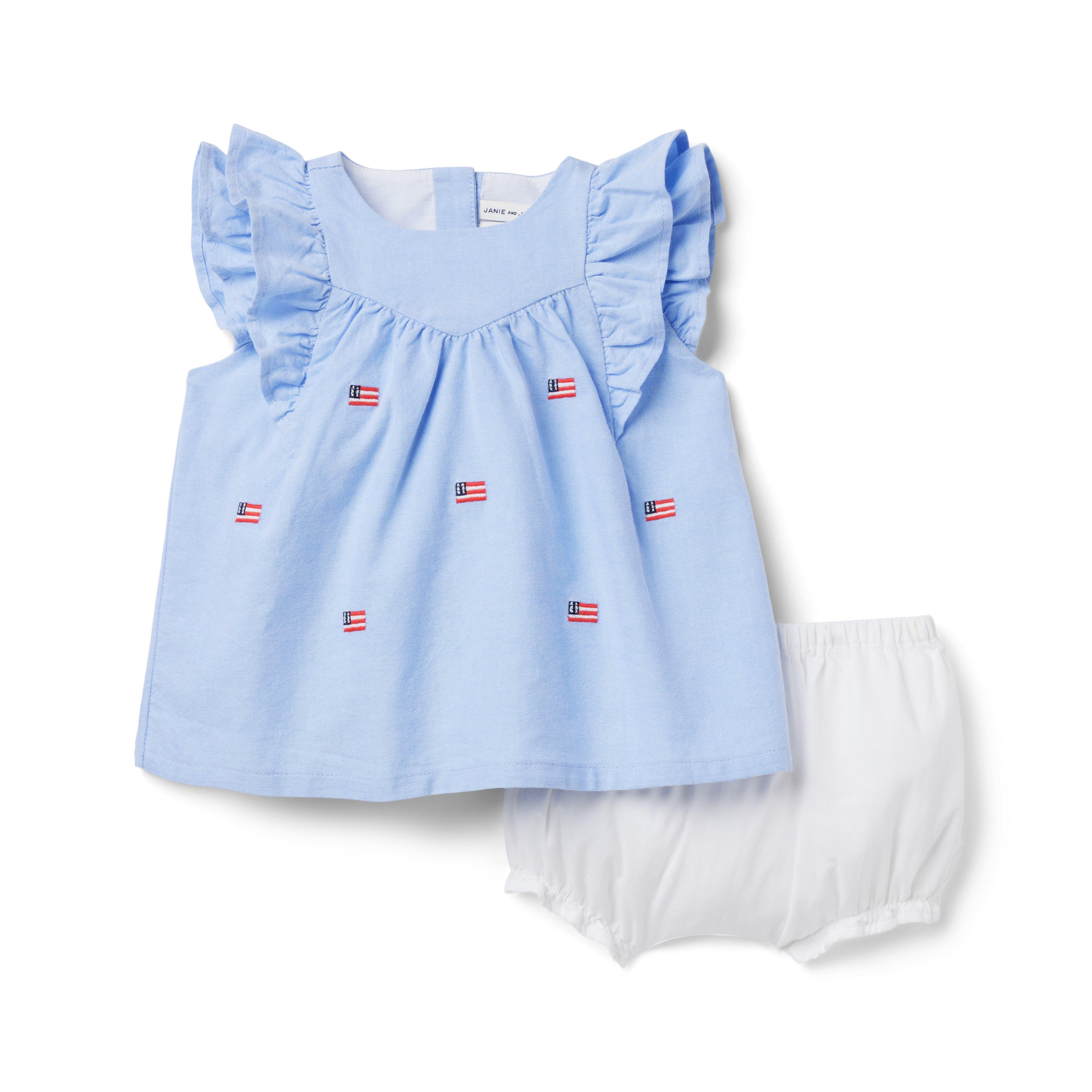 Baby Embroidered Flag Oxford Matching Set image number 0