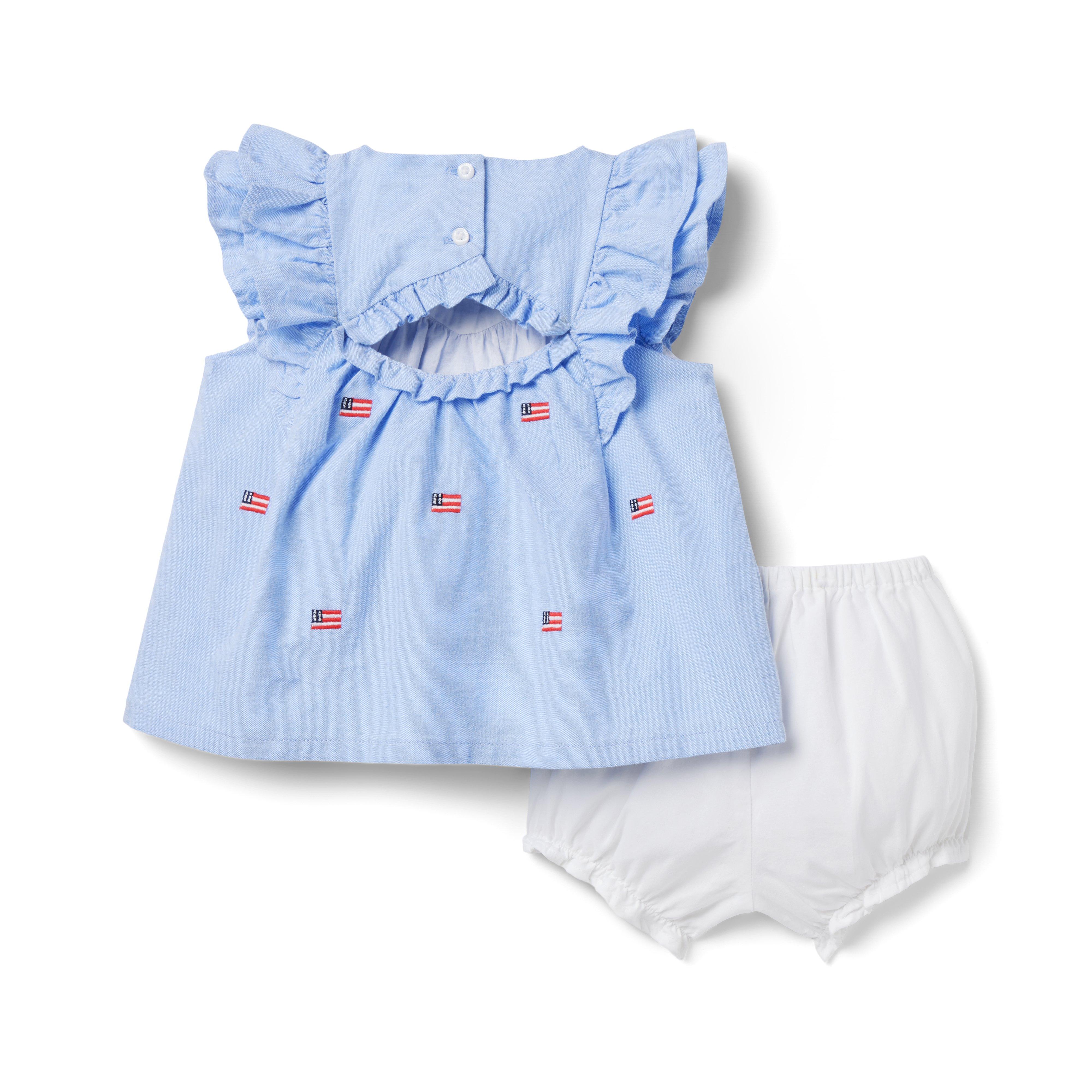 Baby Embroidered Flag Oxford Matching Set image number 1