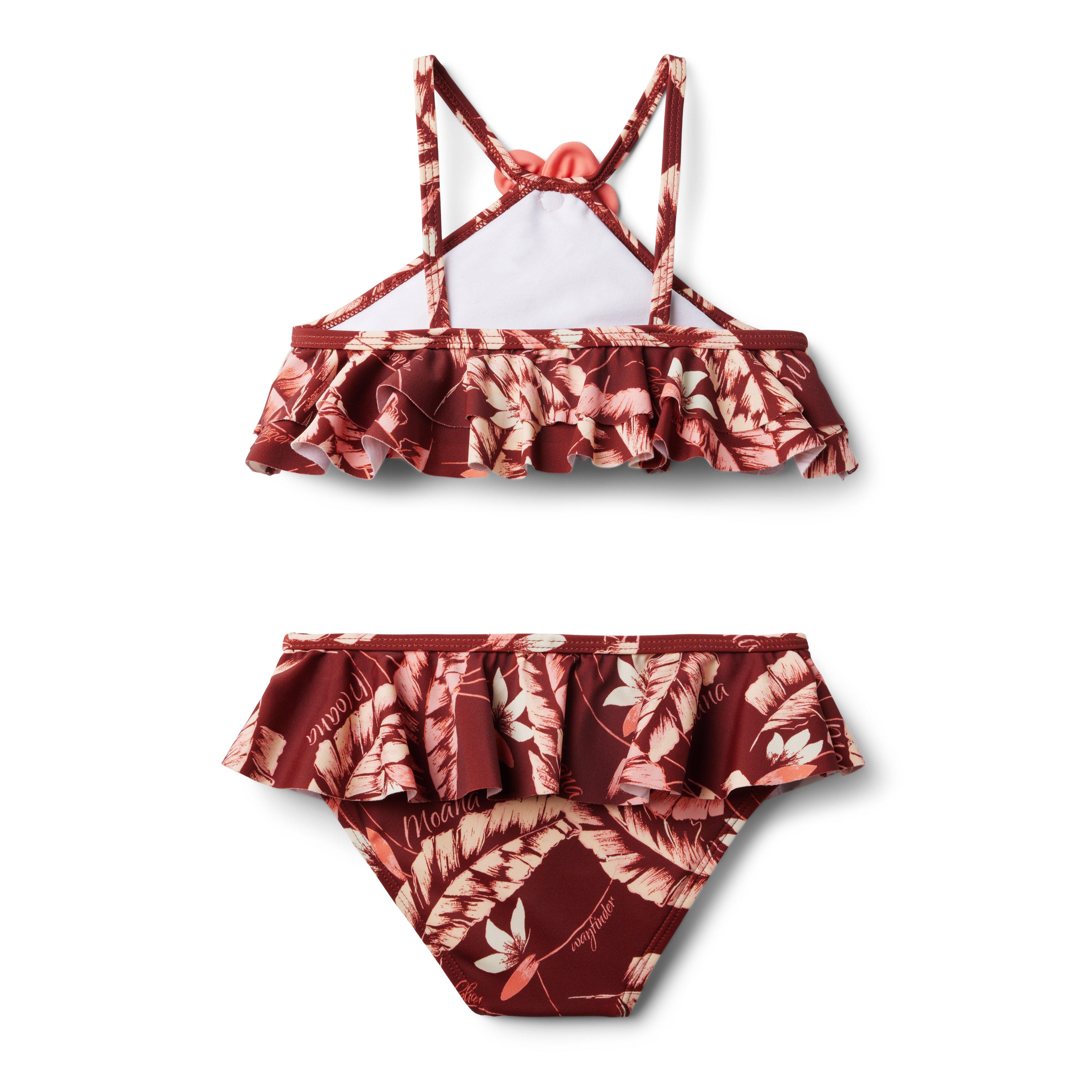 Girl Maroon Island Leaf Print Disney Moana Island Leaf 2 Piece Swimsuit by Janie and Jack