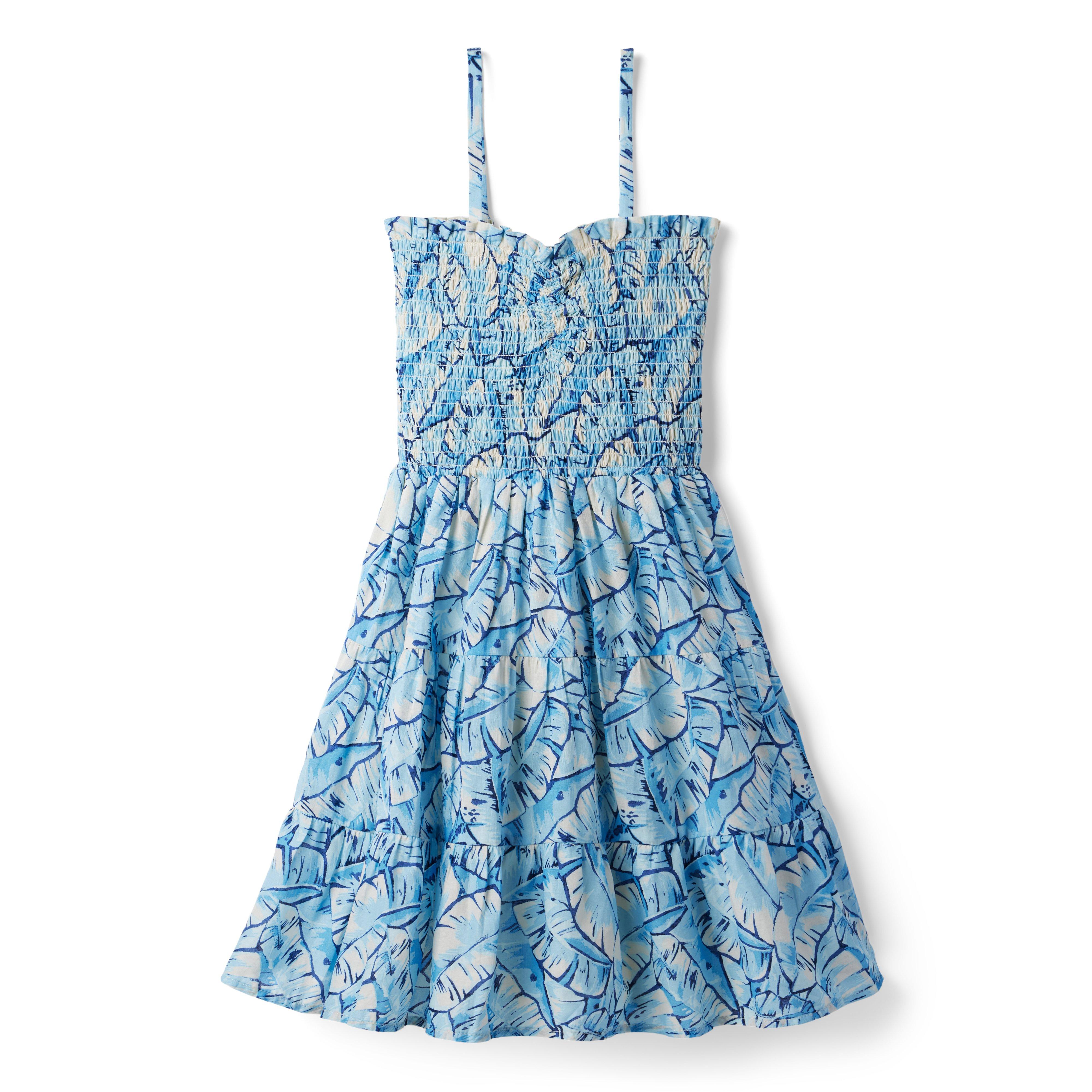 Palm Leaf Smocked Sundress image number 0