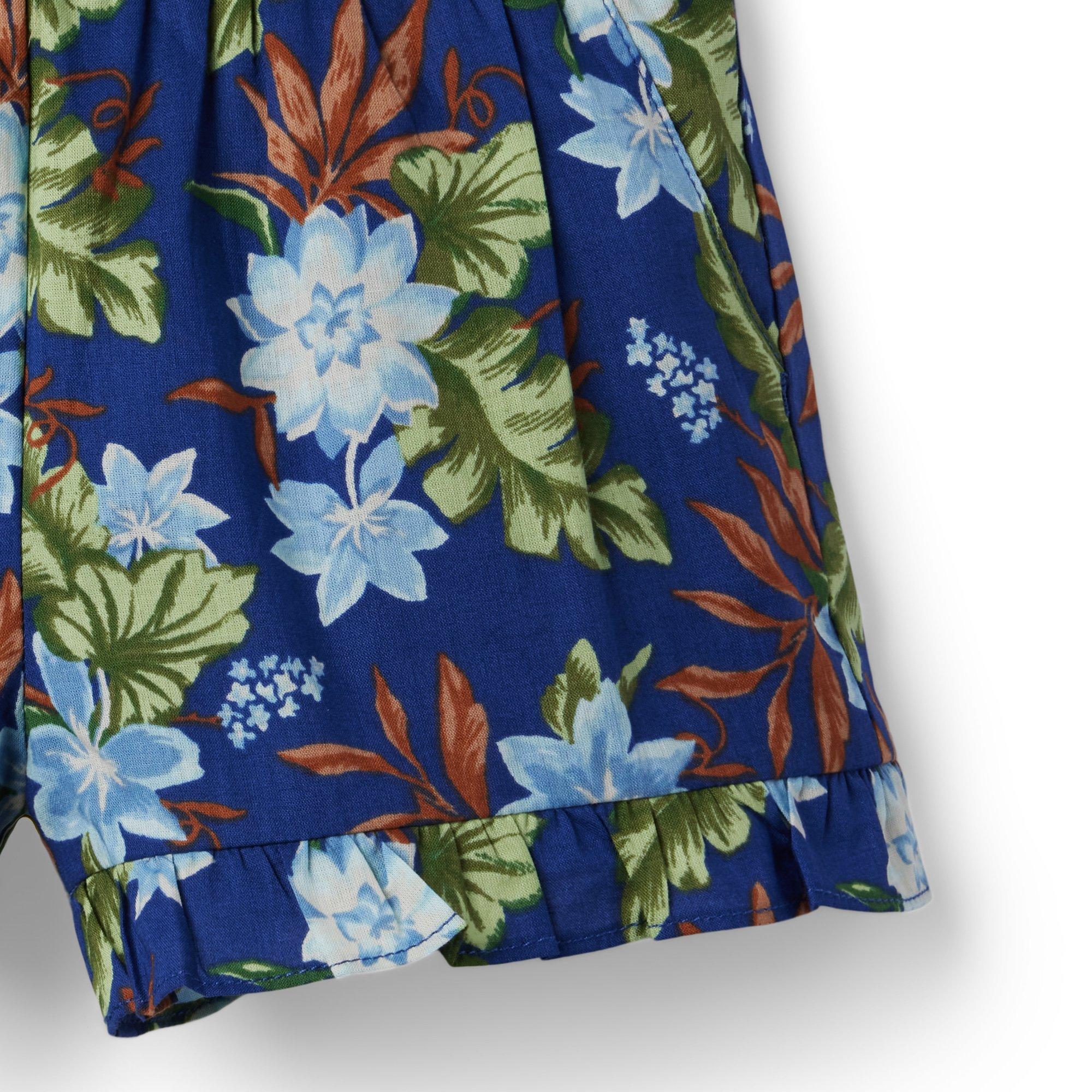 Tropical Floral Ruffle Hem Short image number 1