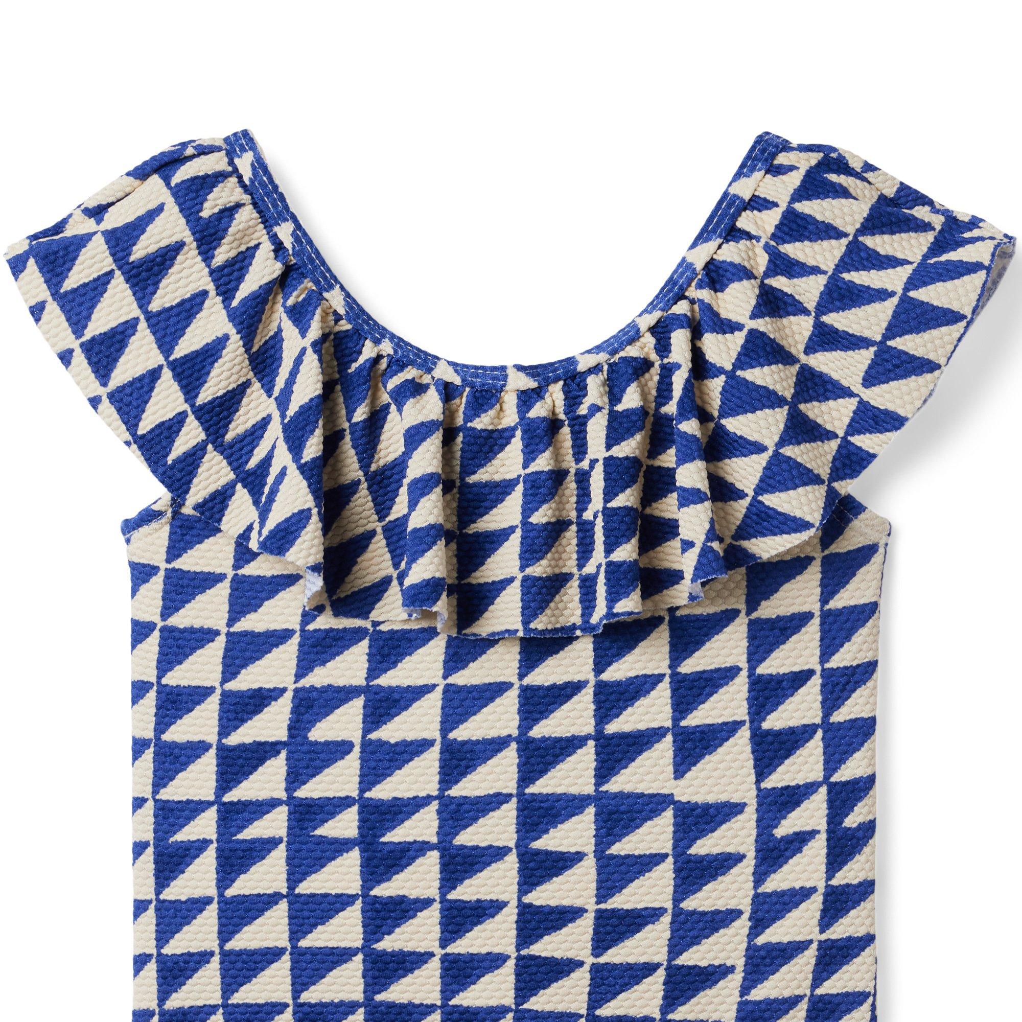 Tile Print Textured Ruffle Swimsuit image number 2