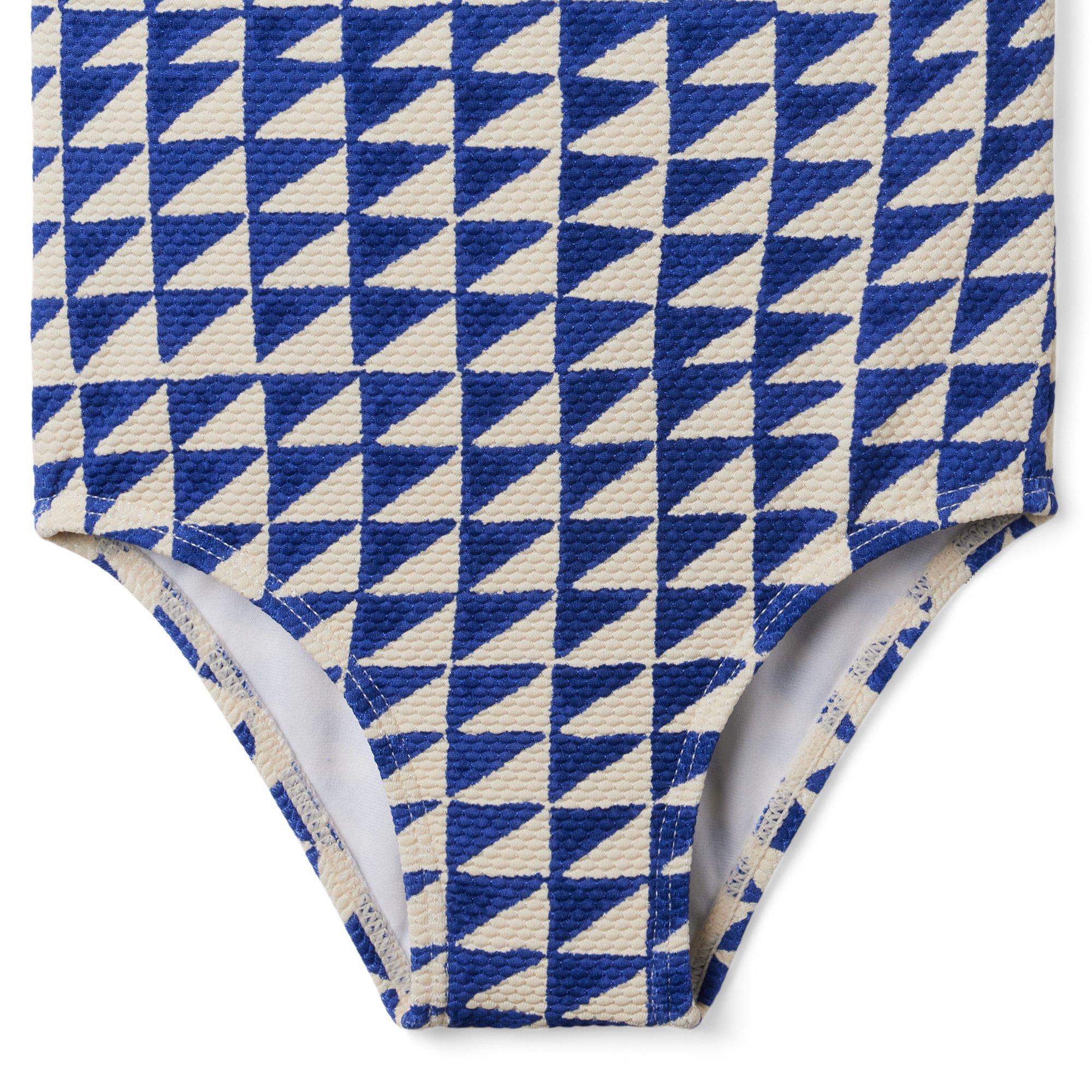 Tile Print Textured Ruffle Swimsuit image number 3