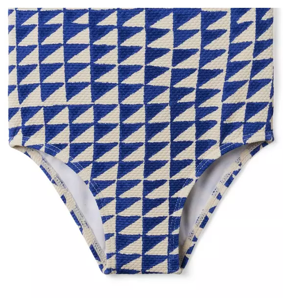 Tile Print Textured Ruffle Swimsuit image number 3