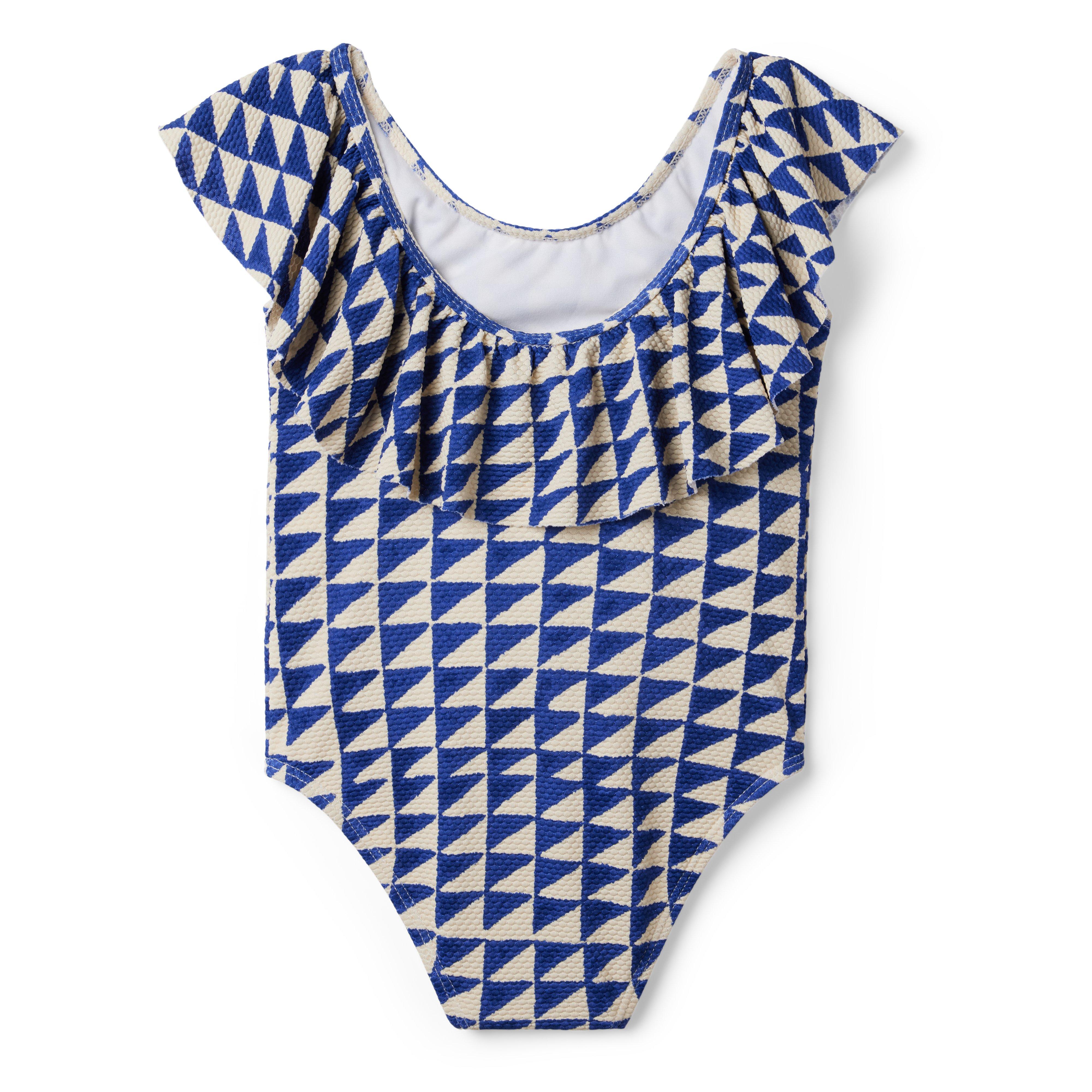 Tile Print Textured Ruffle Swimsuit image number 1