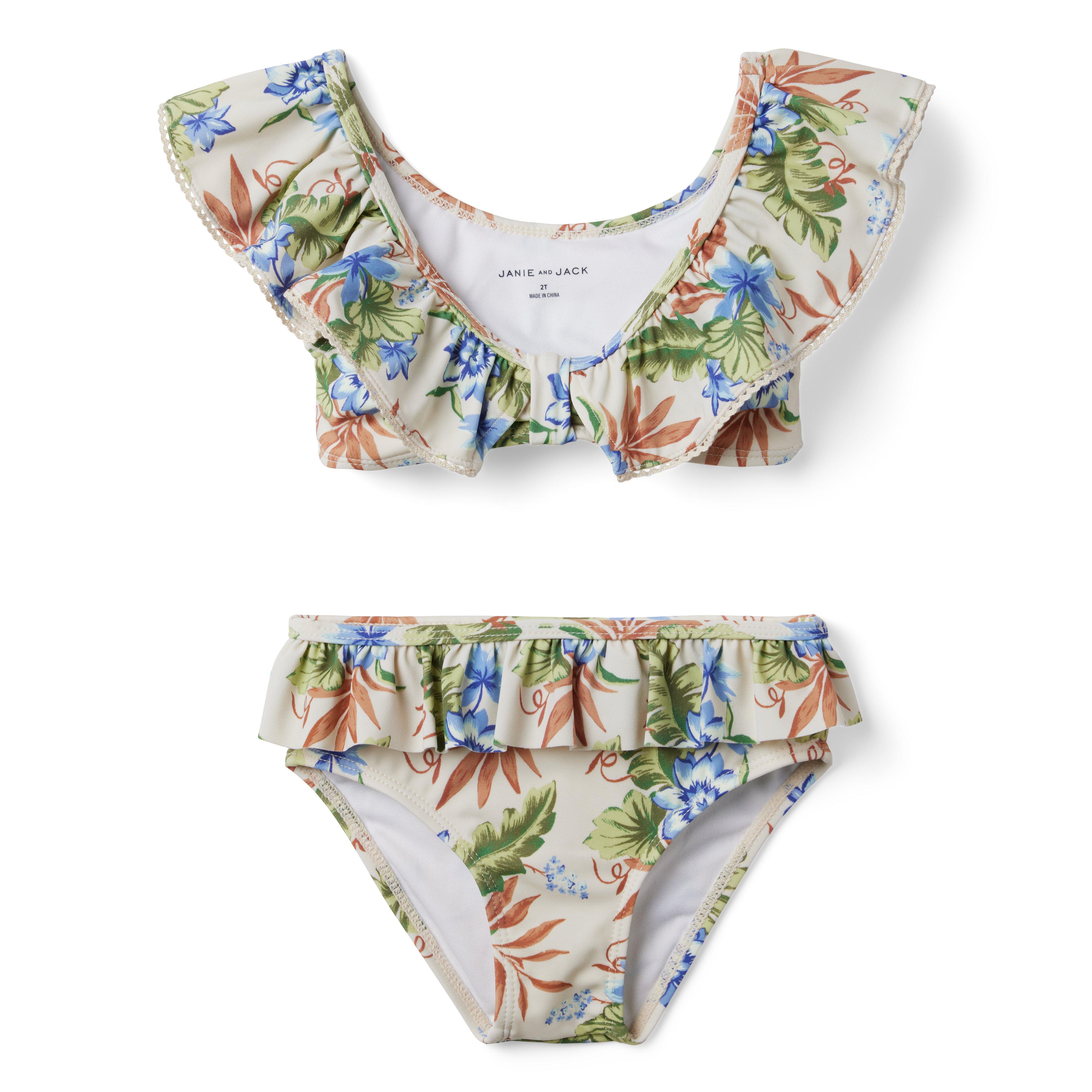 Tropical Floral Ruffle 2-Piece Swimsuit image number 0