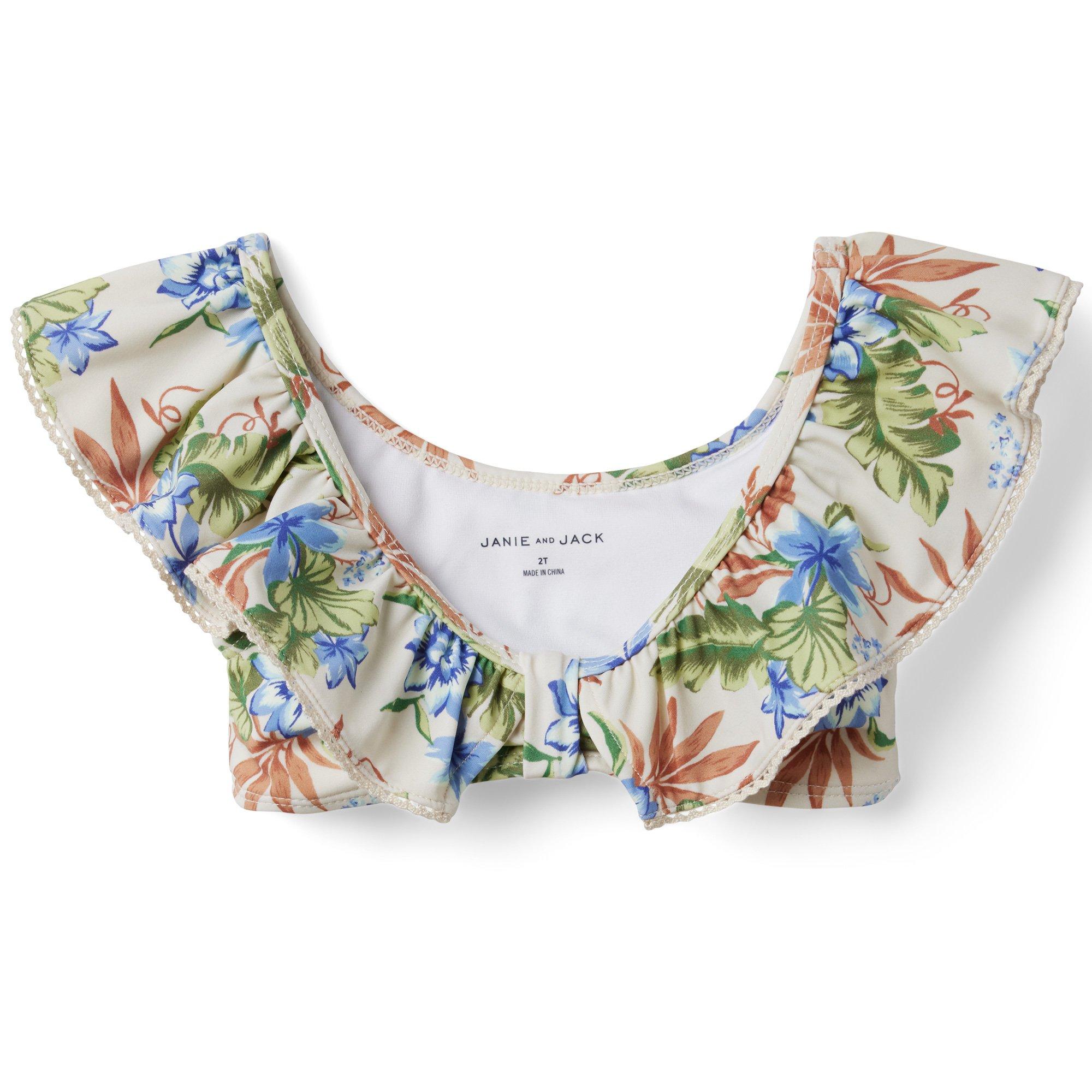 Tropical Floral Ruffle 2-Piece Swimsuit image number 2