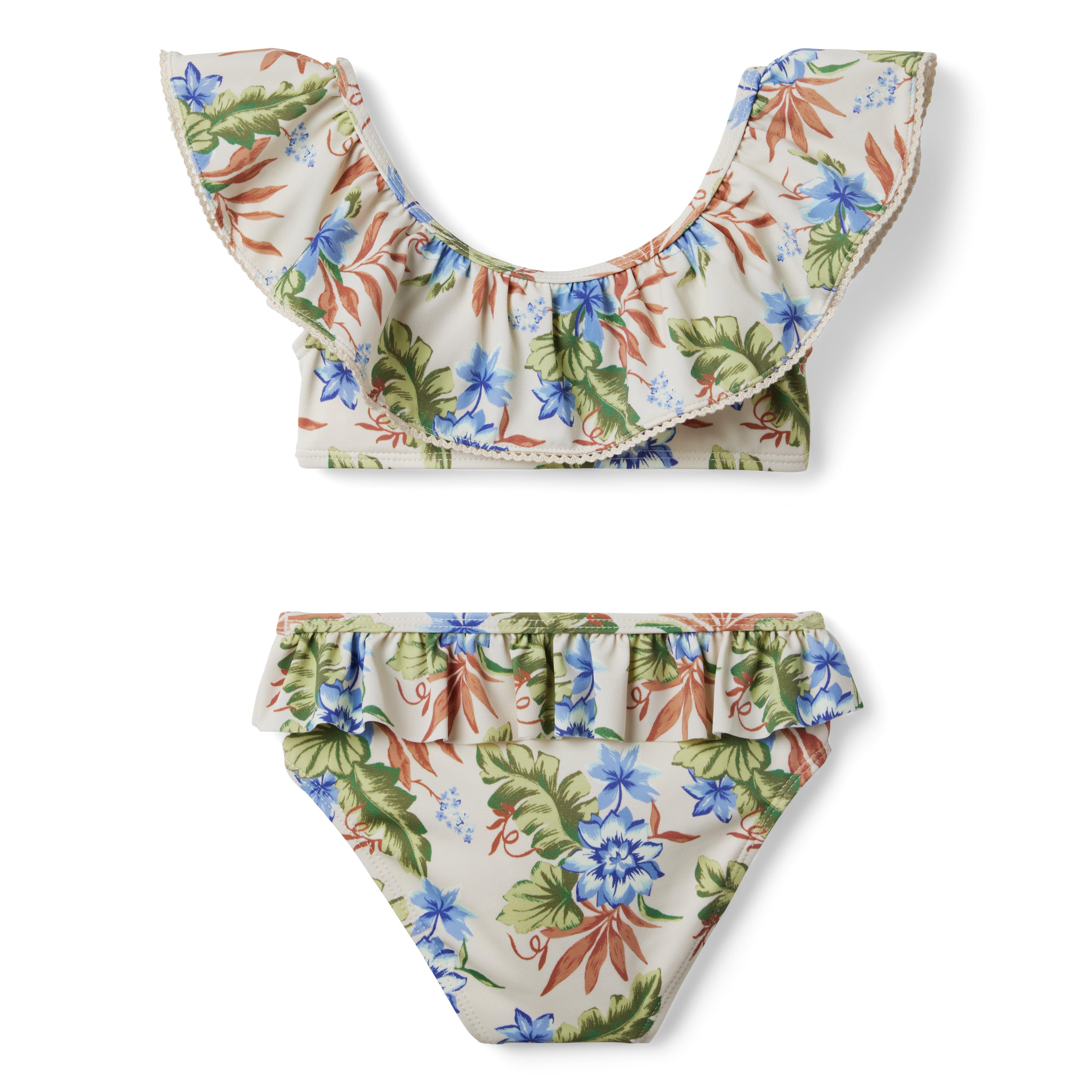 Tropical Floral Ruffle 2-Piece Swimsuit image number 1