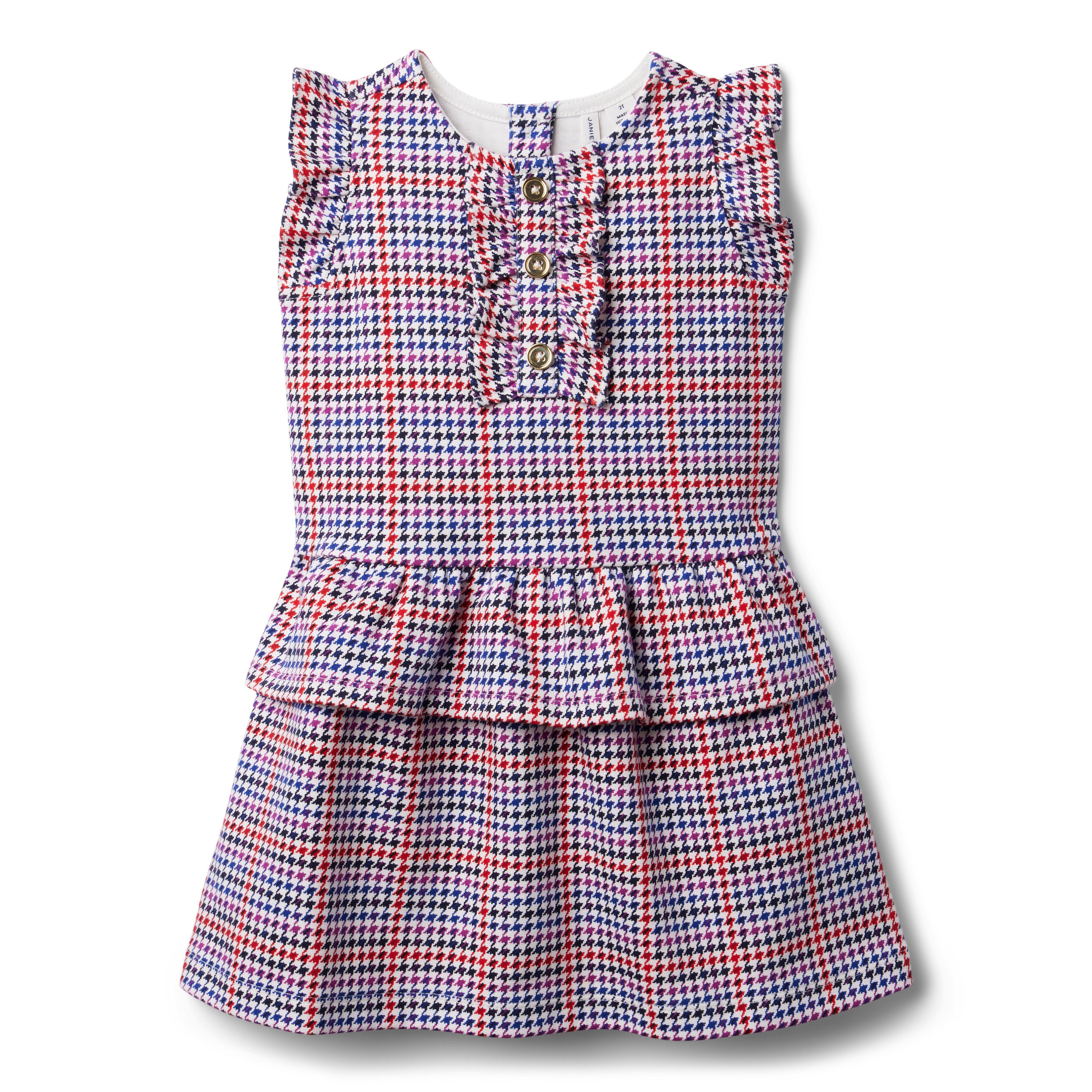 Houndstooth Plaid Ruffle Ponte Dress image number 1