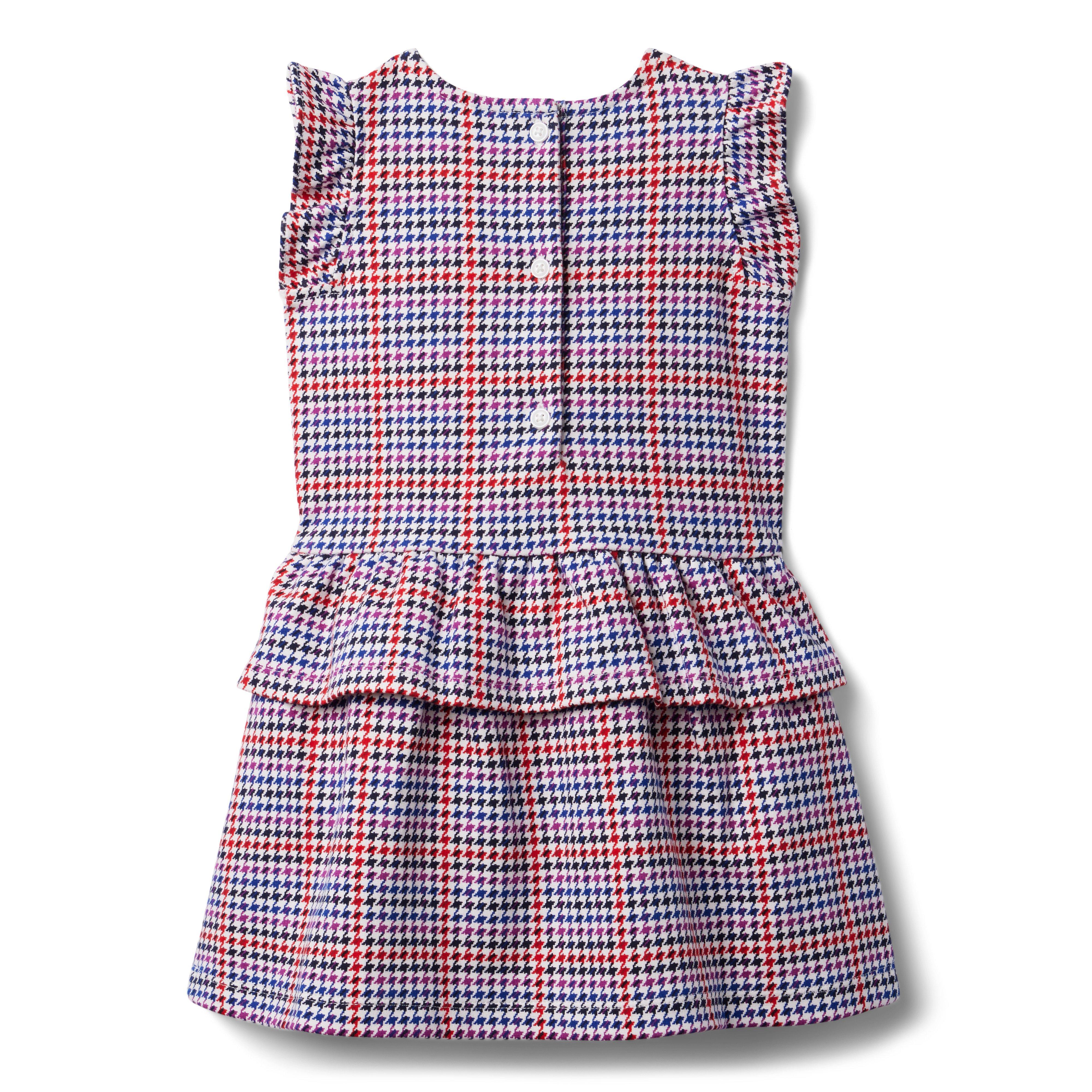 Houndstooth Plaid Ruffle Ponte Dress image number 3