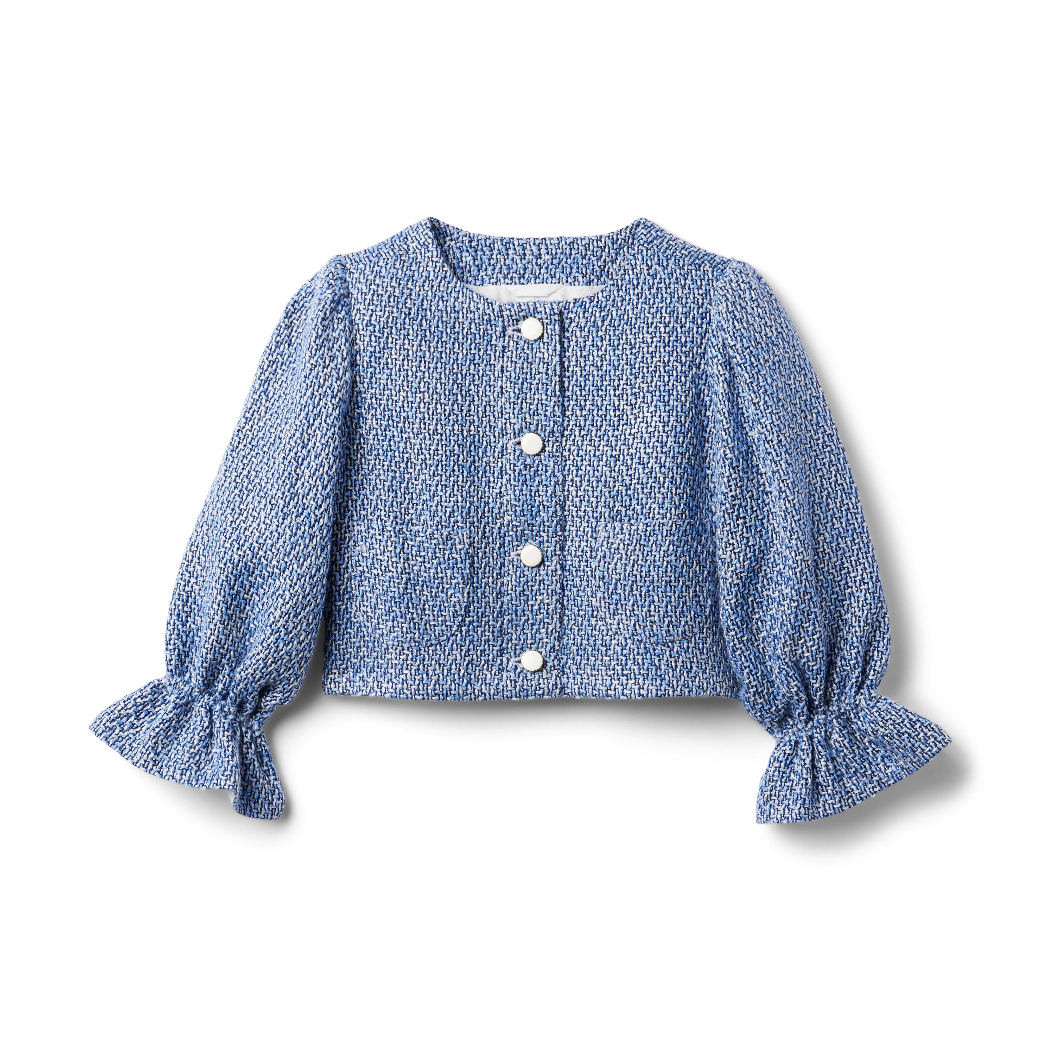 Boucle Cropped Ruffle Sleeve Jacket image number 0