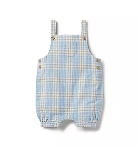 Janie and Jack Baby Plaid Linen Overall