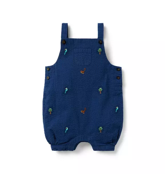 Baby Tropical Embroidered Seersucker Overall