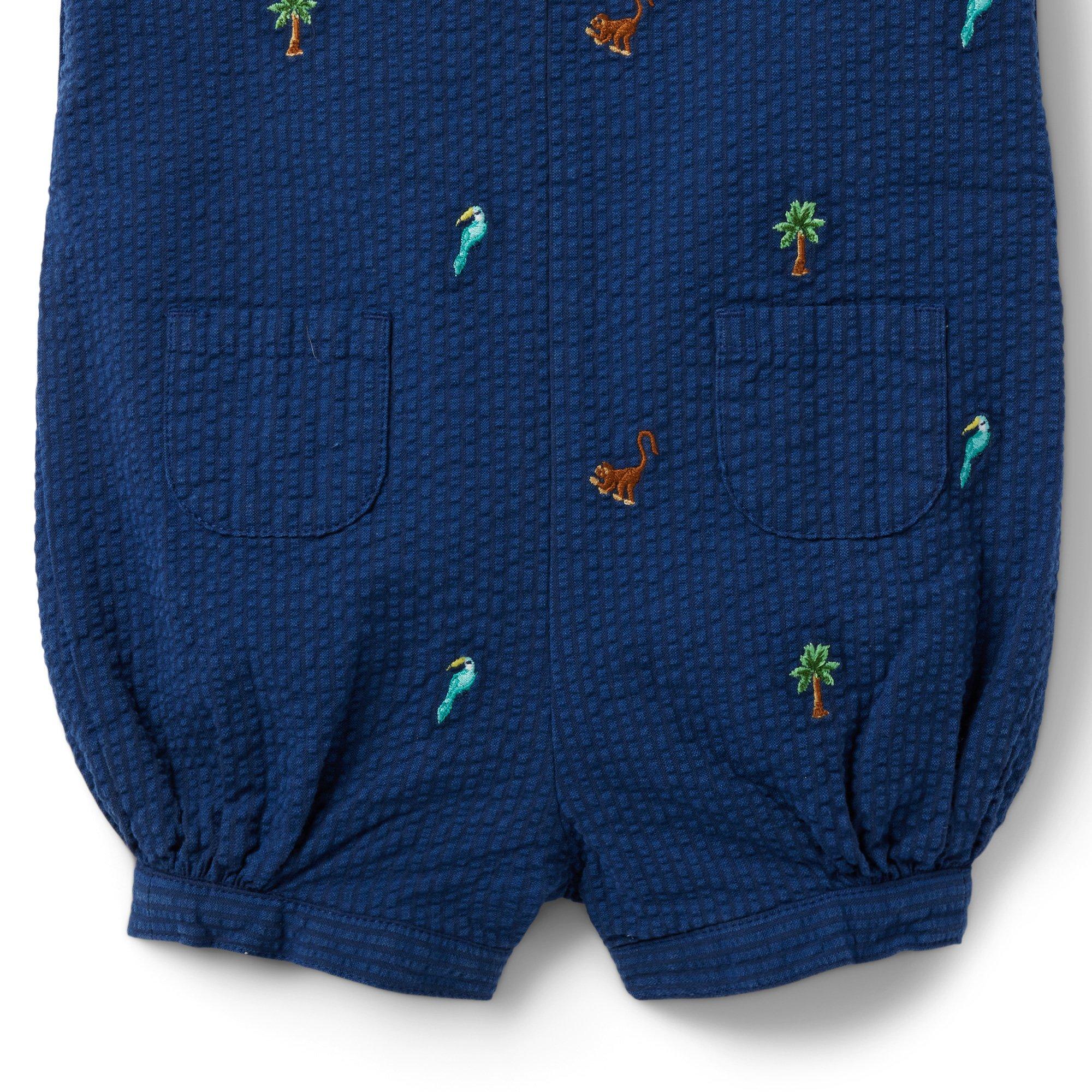 Baby Tropical Embroidered Seersucker Overall image number 3